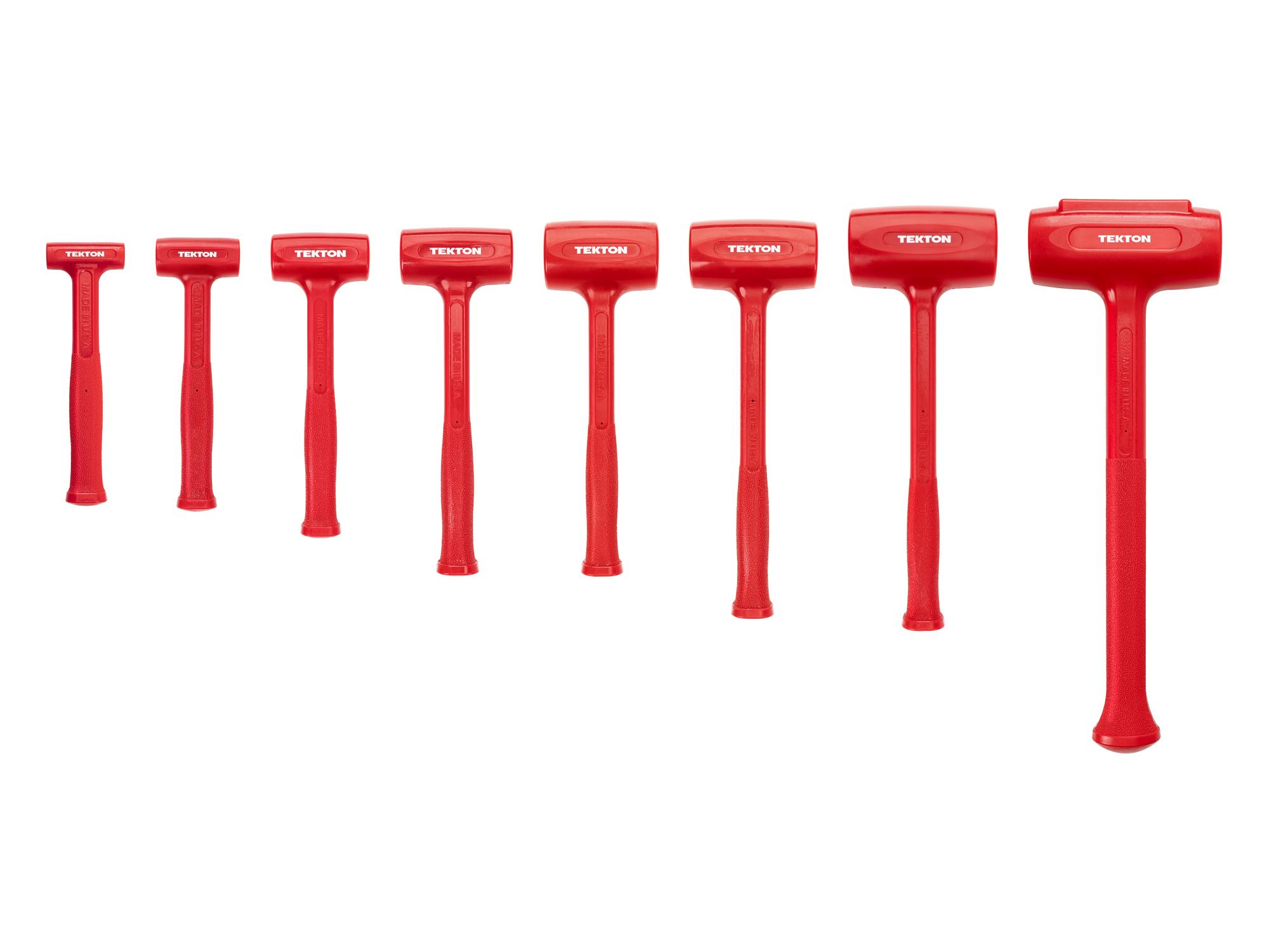 Front view of Tekton dead blow hammer set. Item #HDB93004