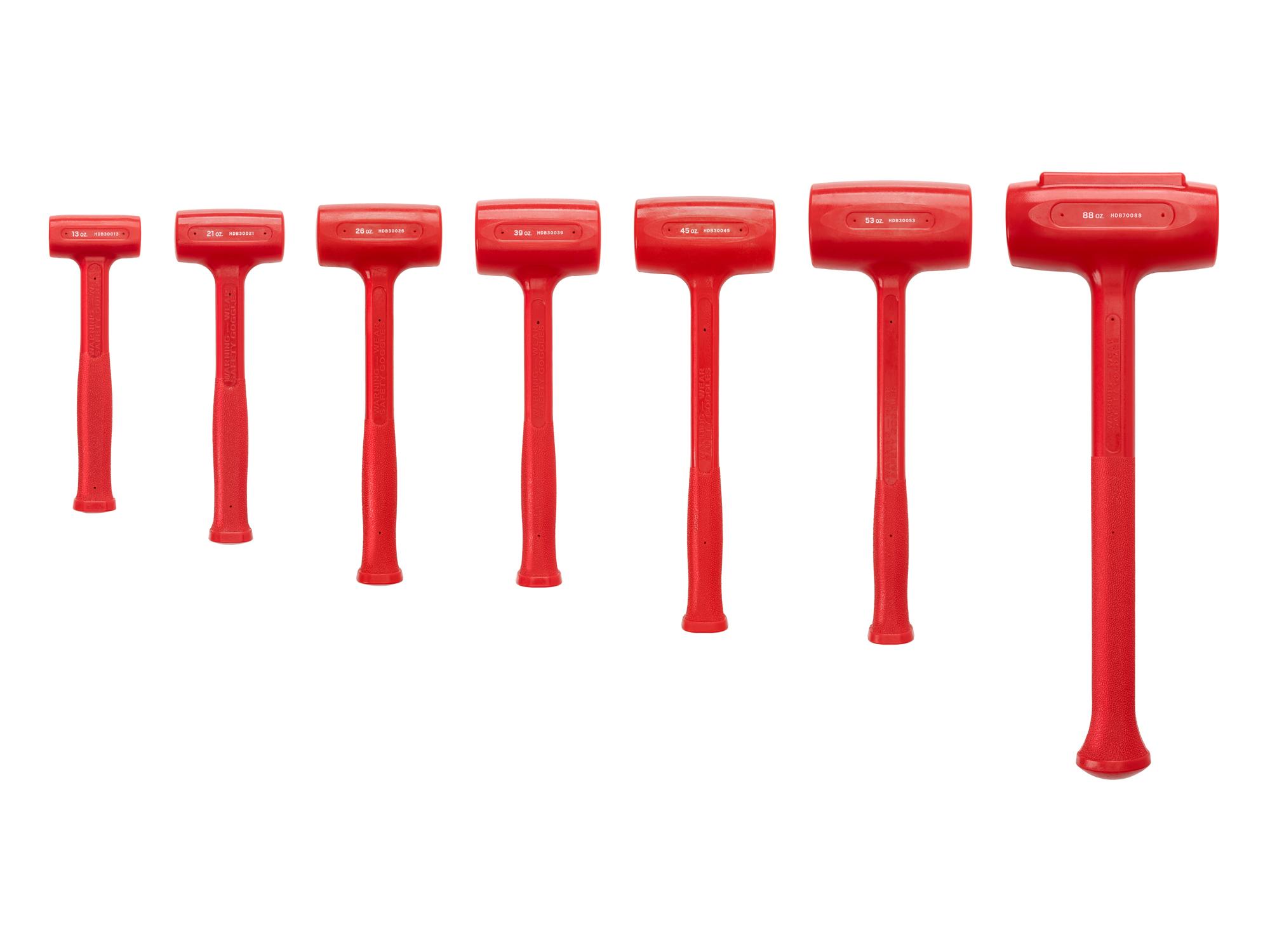 Back view of  Tekton dead blow hammer set. Item #HDB93003