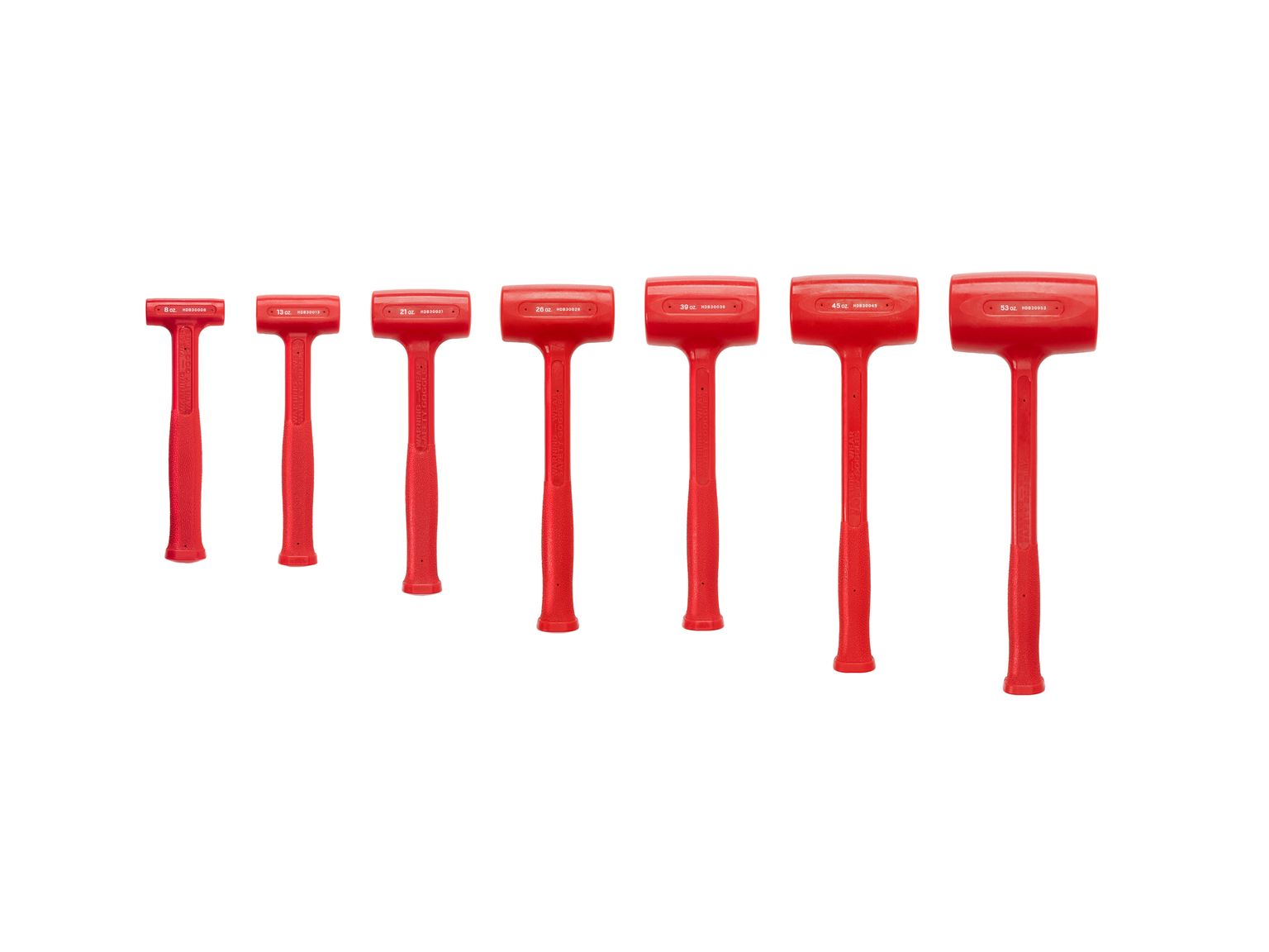 Back view of Tekton tools only dead blow hammer set. Item #HDB93005