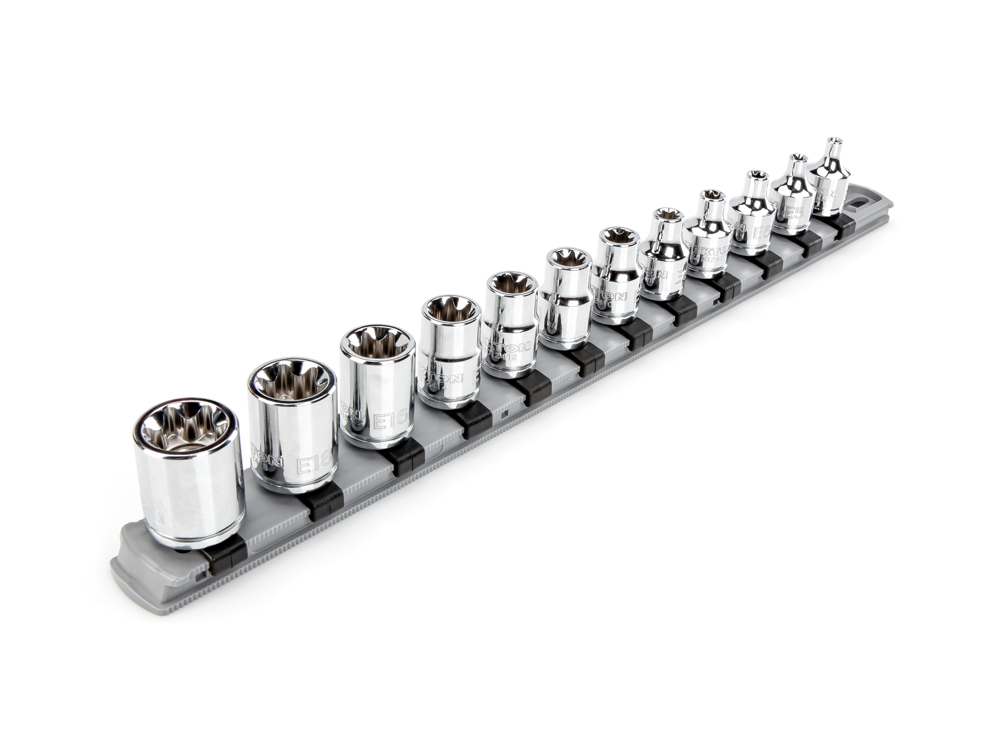 3/8 Inch Drive External Star Socket Set with Rail, 12-Piece (E4-E20)