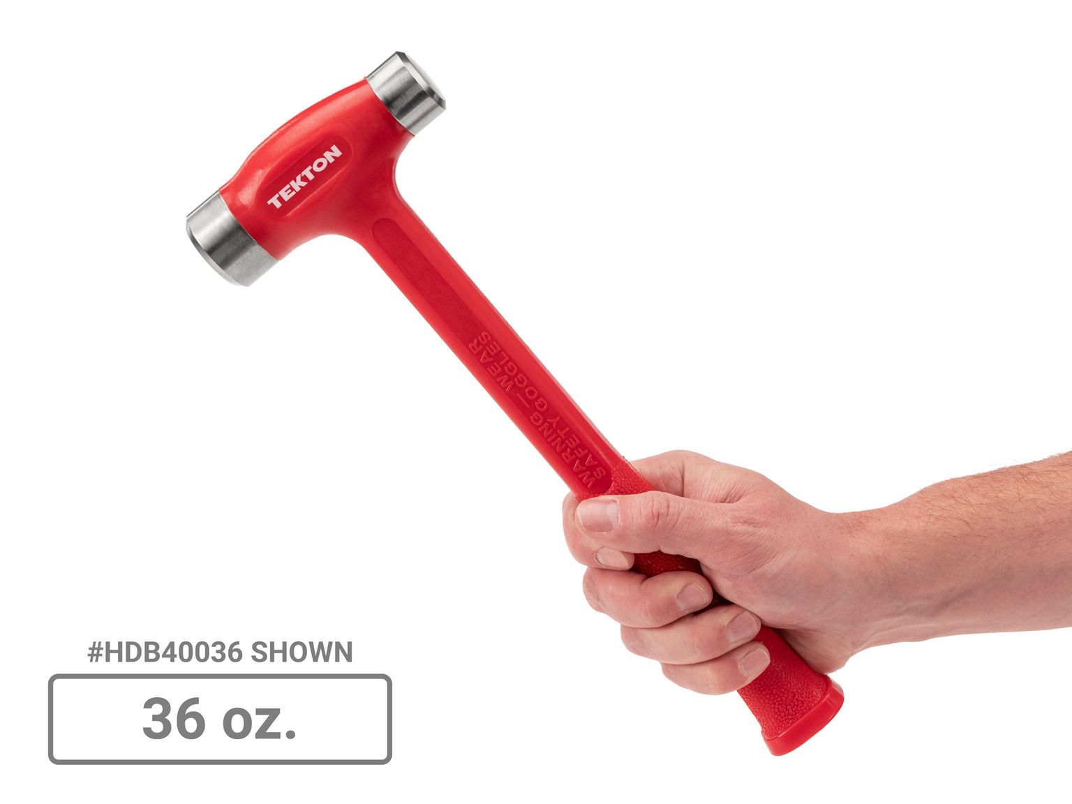 Example shown of Tekton flat steel face hammer. Item #HDB40036