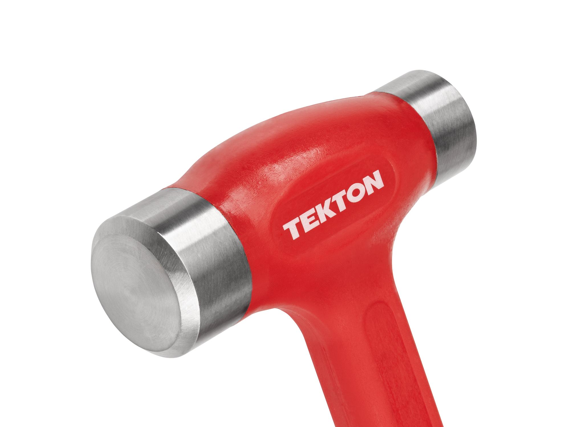 Closeup view of Tekton flat steel face hammer. Item #HDB40036