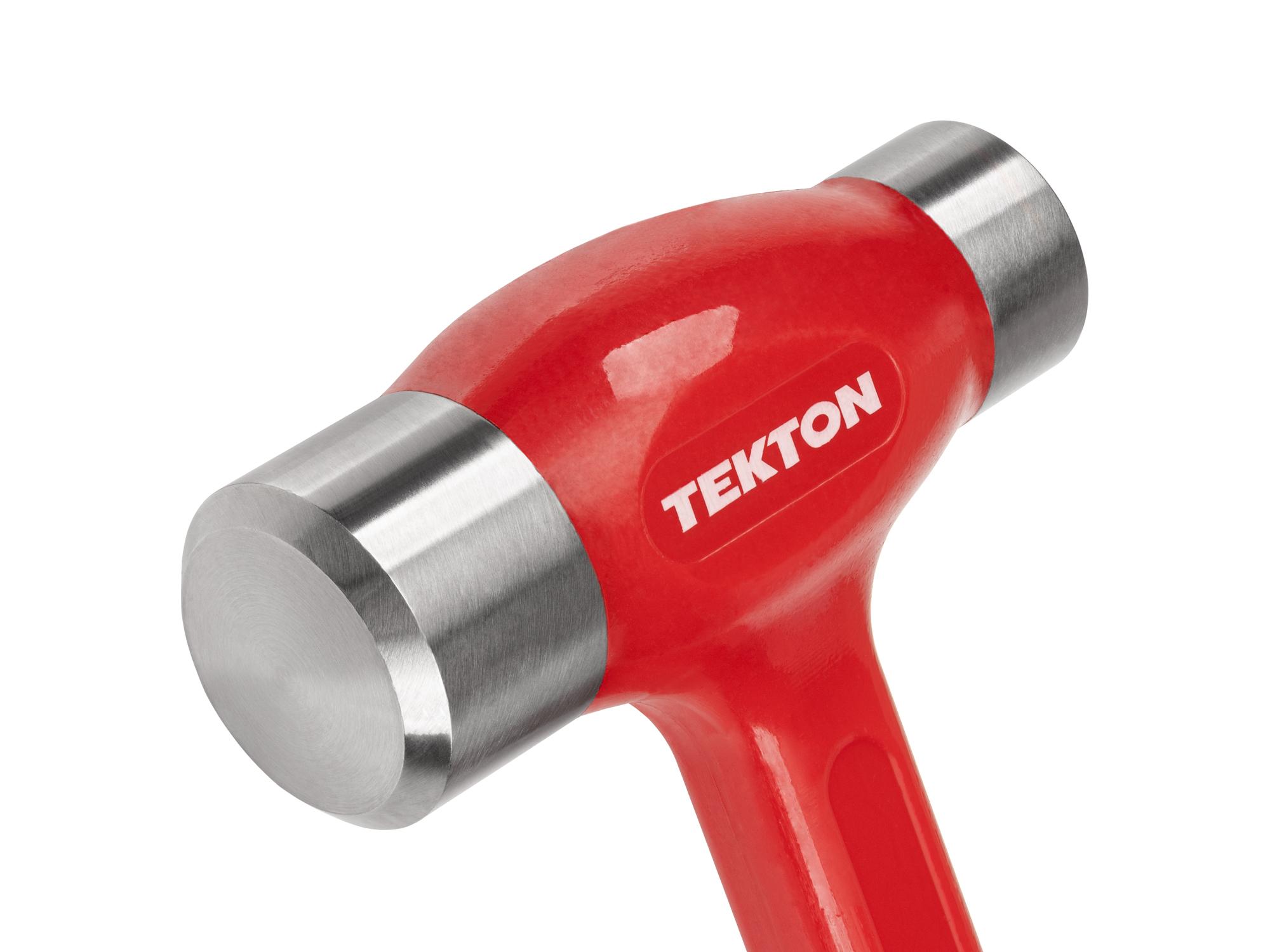 Closeup view of Tekton flat steel face hammer. Item #HDB40047