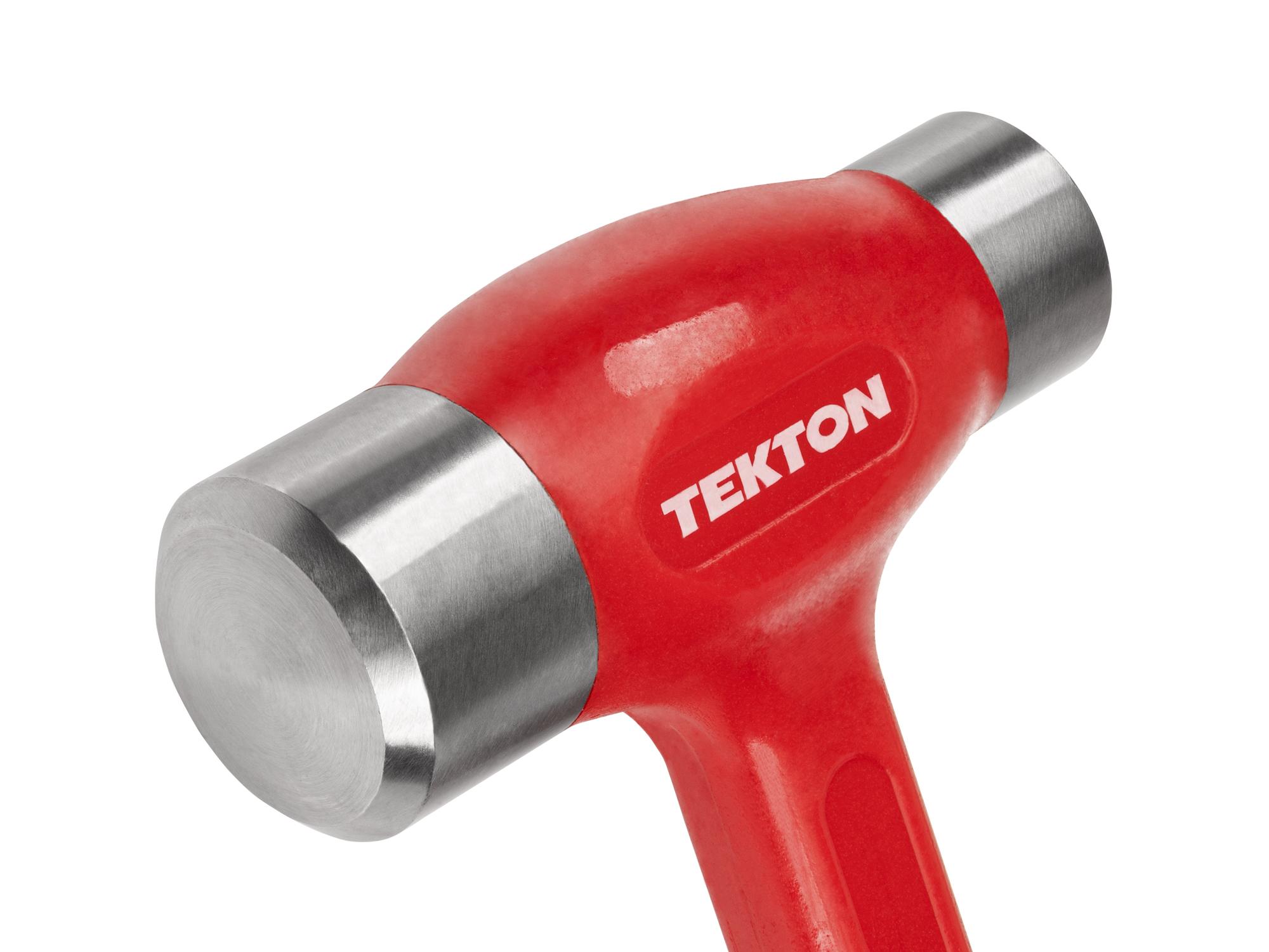 Closeup view of Tekton flat steel face hammer. Item #HDB40050