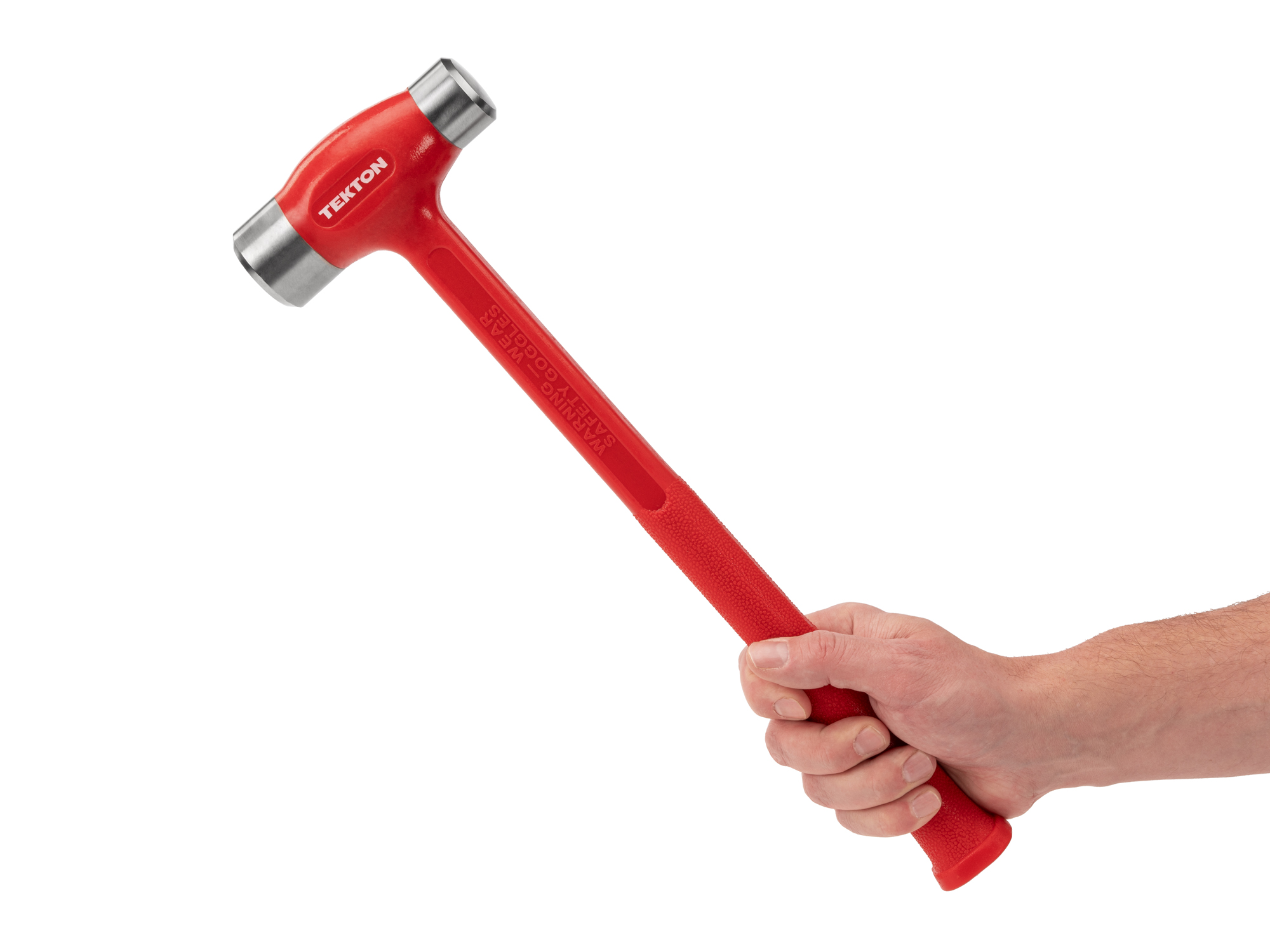 Made from a durable polyurethane jacket with a nonslip textured handle. The steel shot fill inside the head of the dead blow hammer reduces rebound. Made in USA. HDB40050.