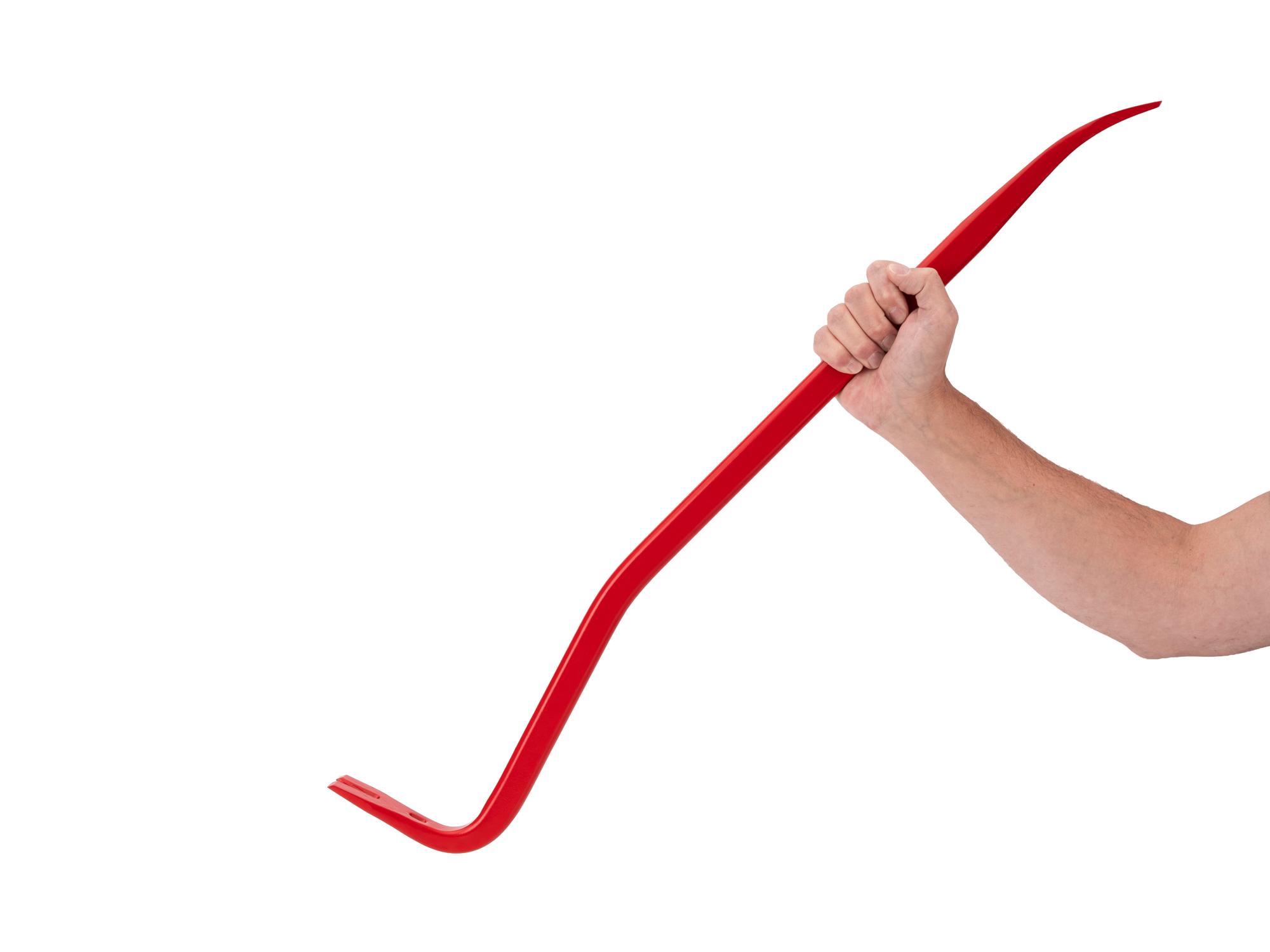 Person holding Tekton 32 inch full-size pry bar. Item #LFV37132