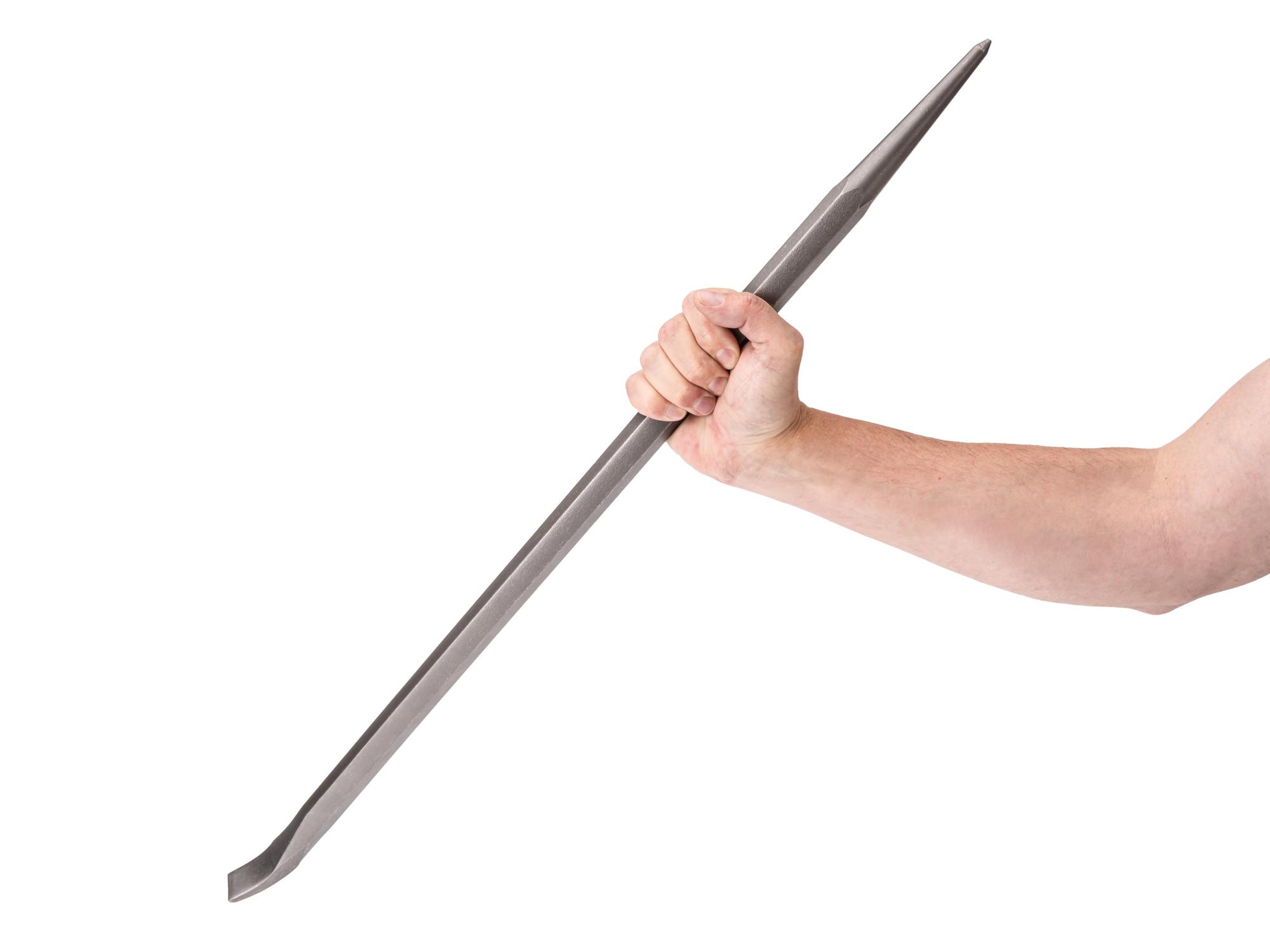 Person holding Tekton 30 inch full-size pry bar. Item #LHX37130