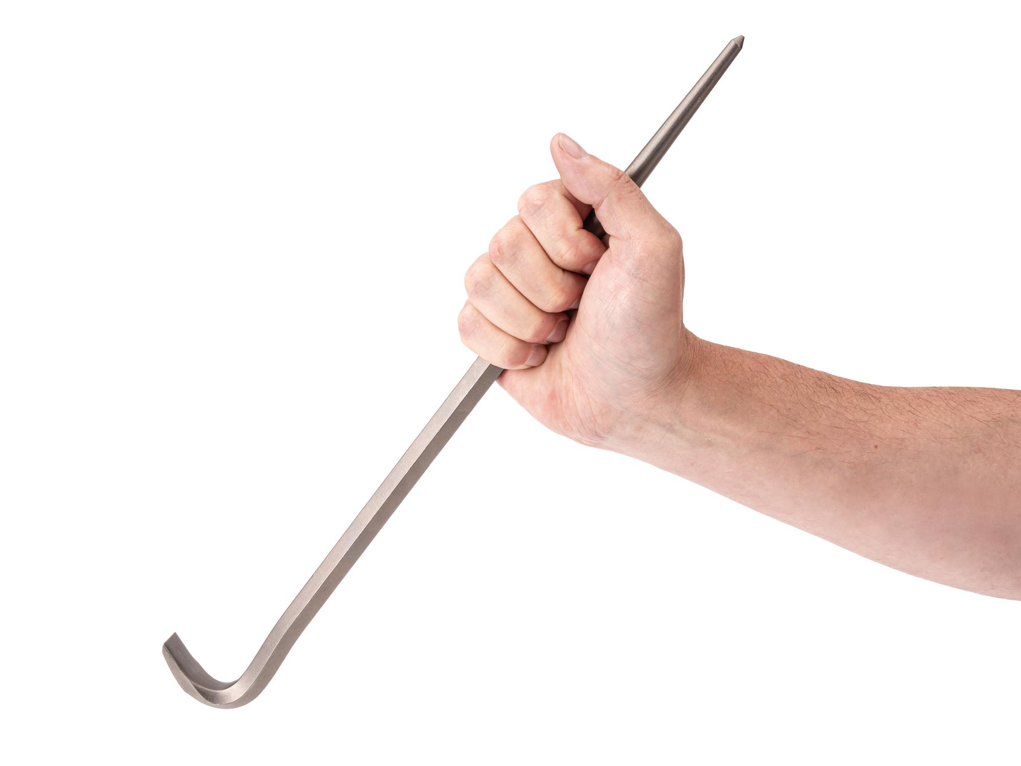Person holding Tekton 15 inch full-size pry bar. Item #LHX38115