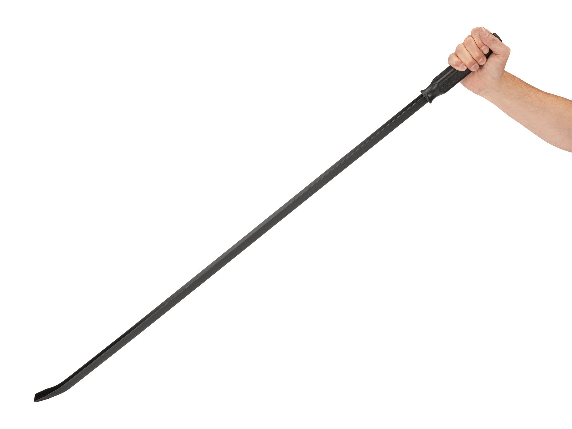 Extra-long pry bar made in the USA with strong bar stock, steel striking cap, and a durable handle. LSQ42045.