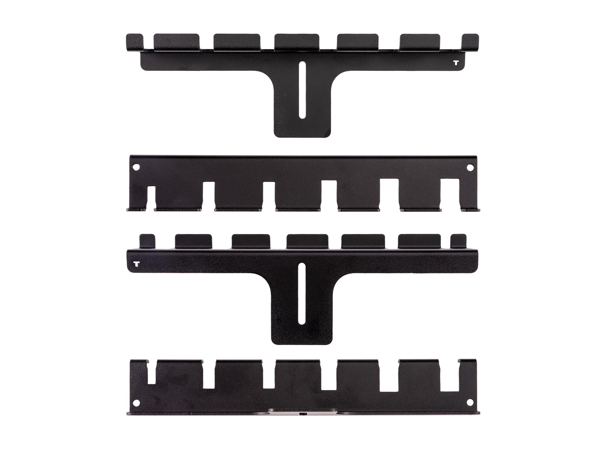 Side view of black Tekton hanger pick and pry bar organization. Item #OPW11306