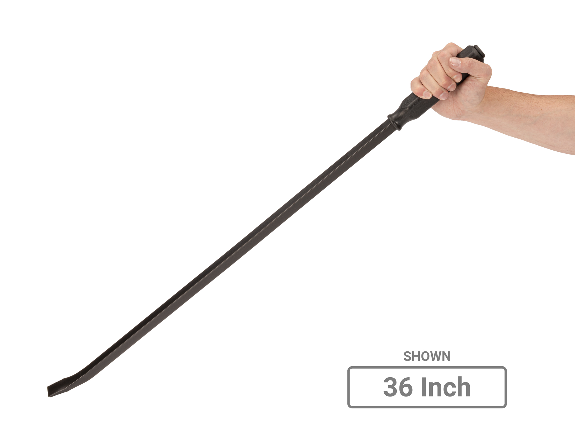 Includes: 36 and 45 inch angled tip handled pry bars. Features strong bar stock, a steel striking cap, and durable handle. Made in the USA.