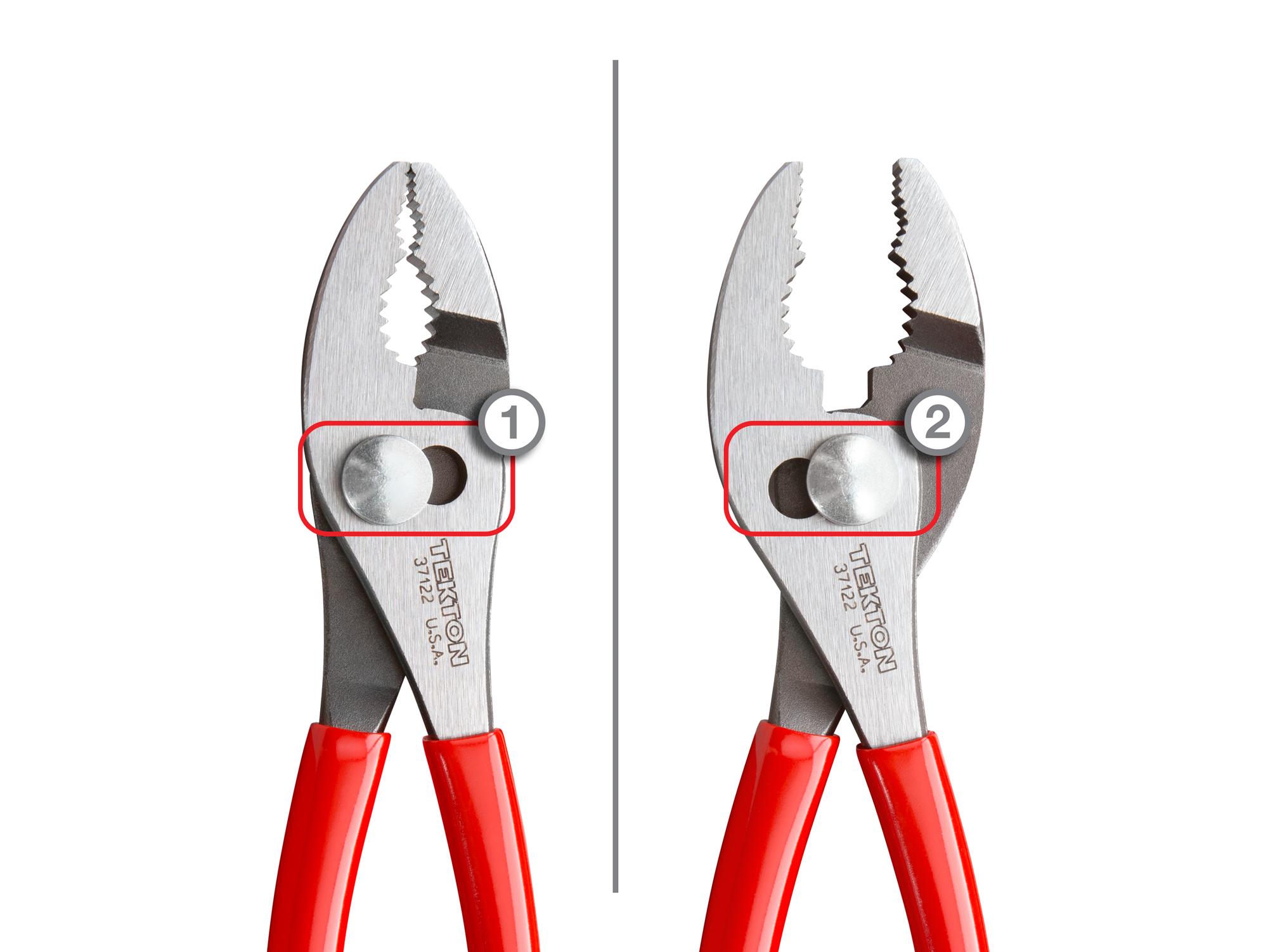 Closeup view of Tekton 6 1/2 inch gripping pliers. Item #37122