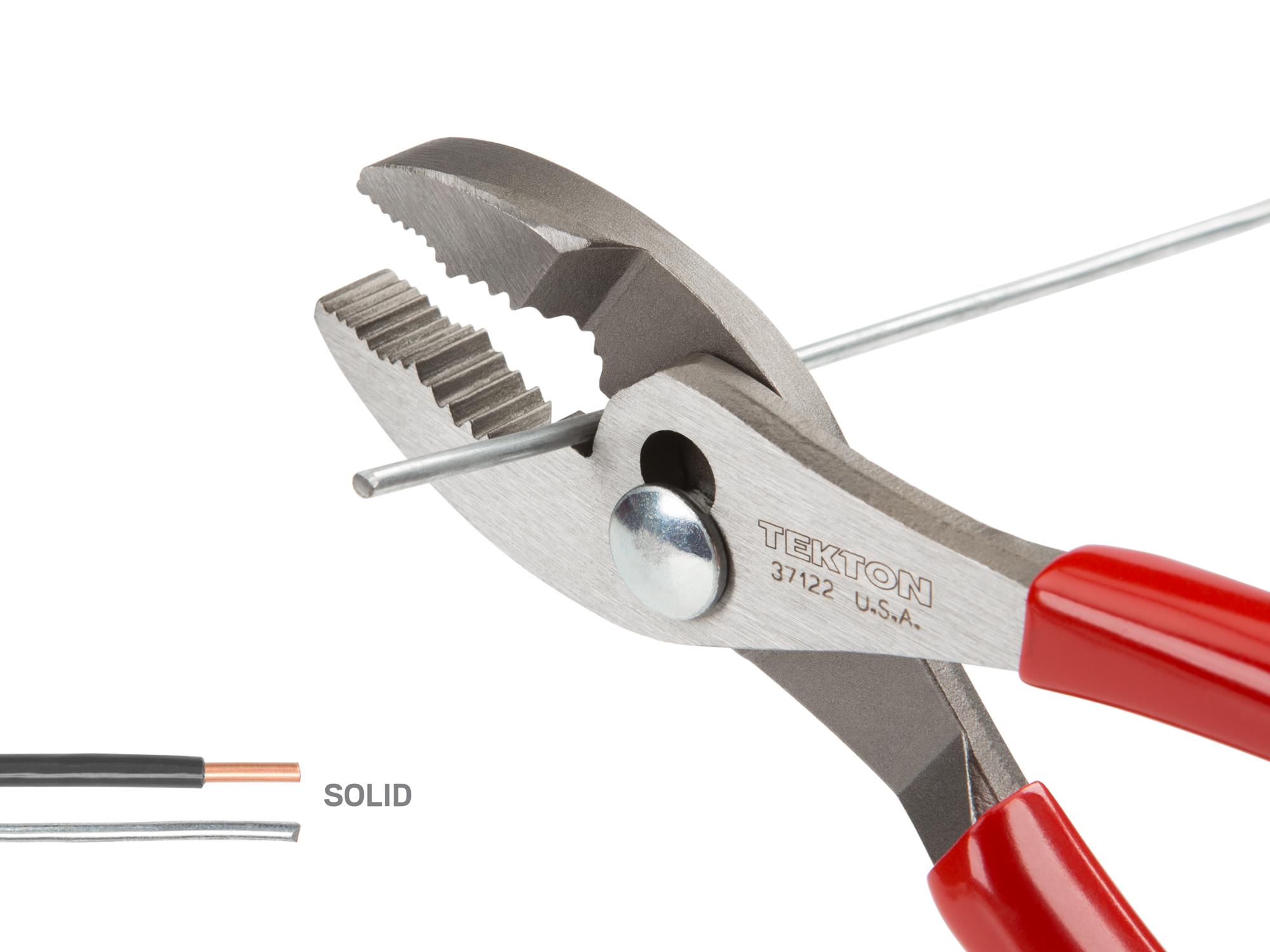 Closeup view of Tekton 6 1/2 inch gripping pliers. Item #37122