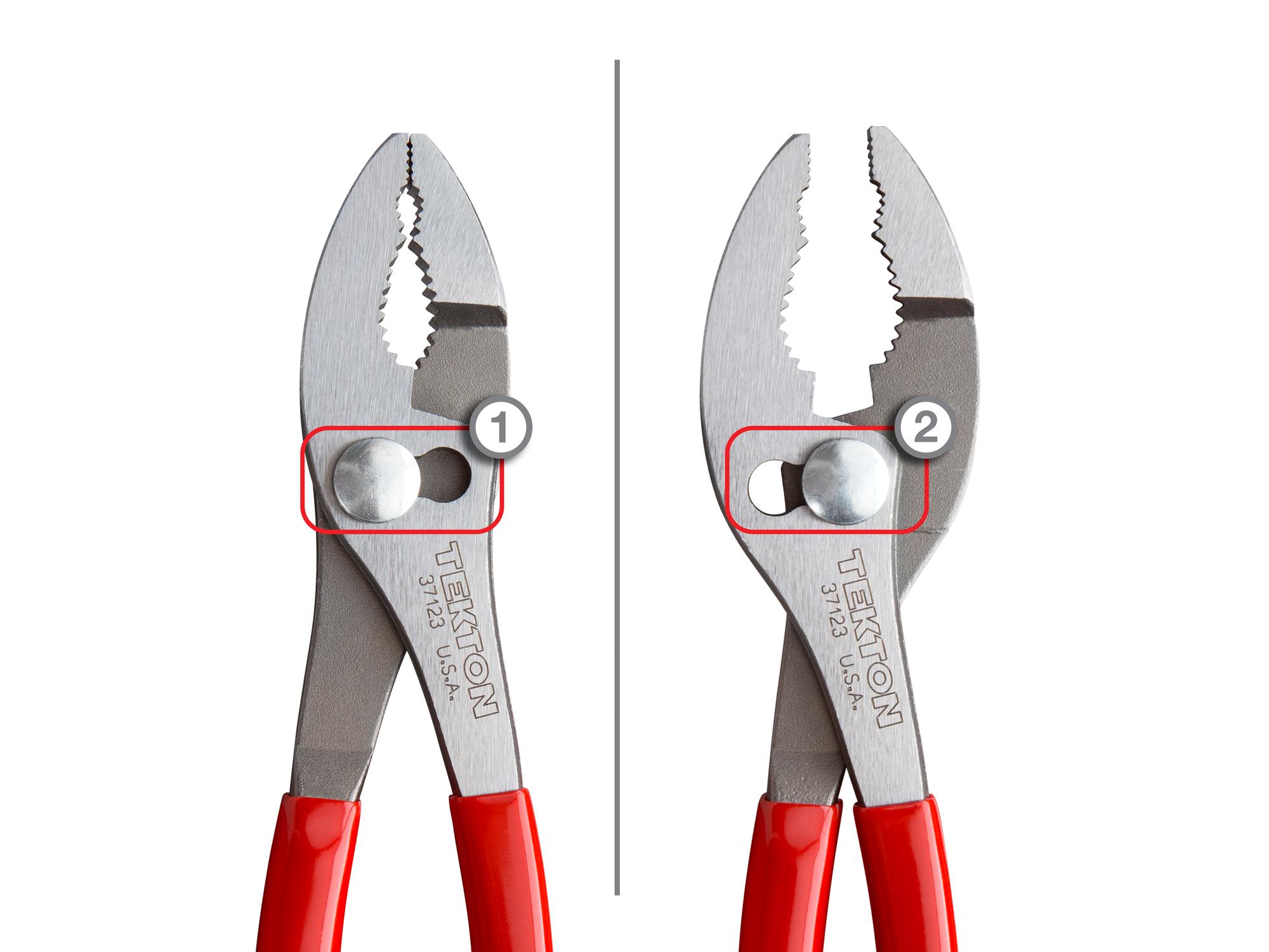 Closeup view of Tekton 8 inch gripping pliers. Item #37123