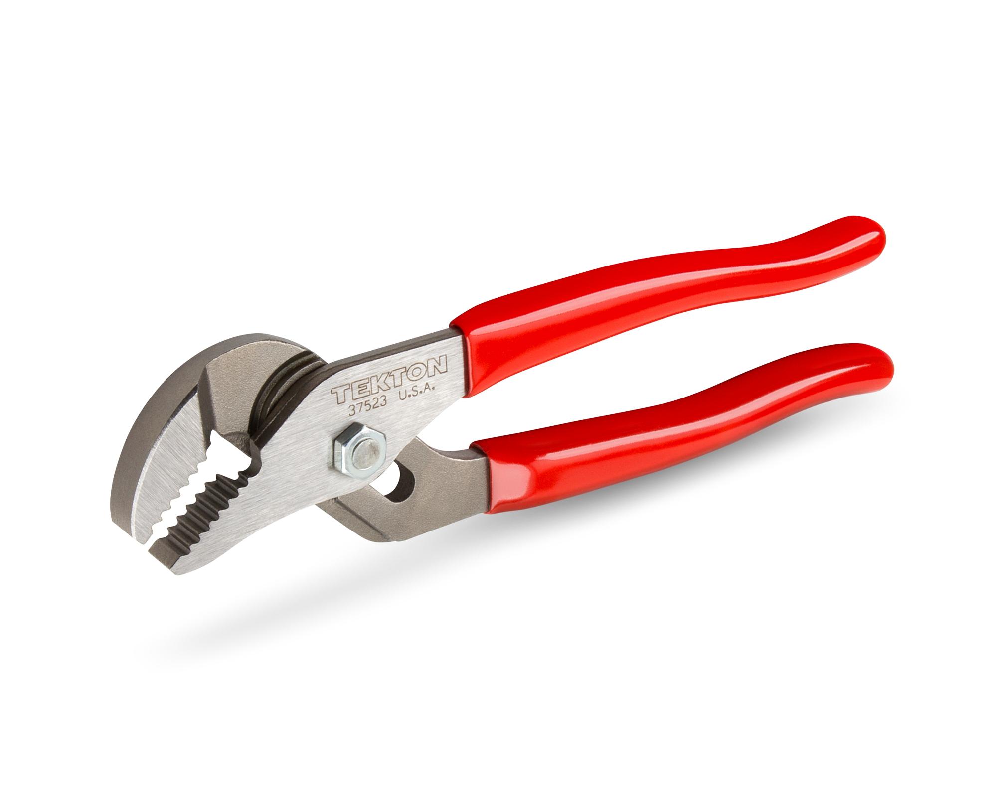 Front-right angle view of Tekton 7 inch gripping pliers. Item #37523