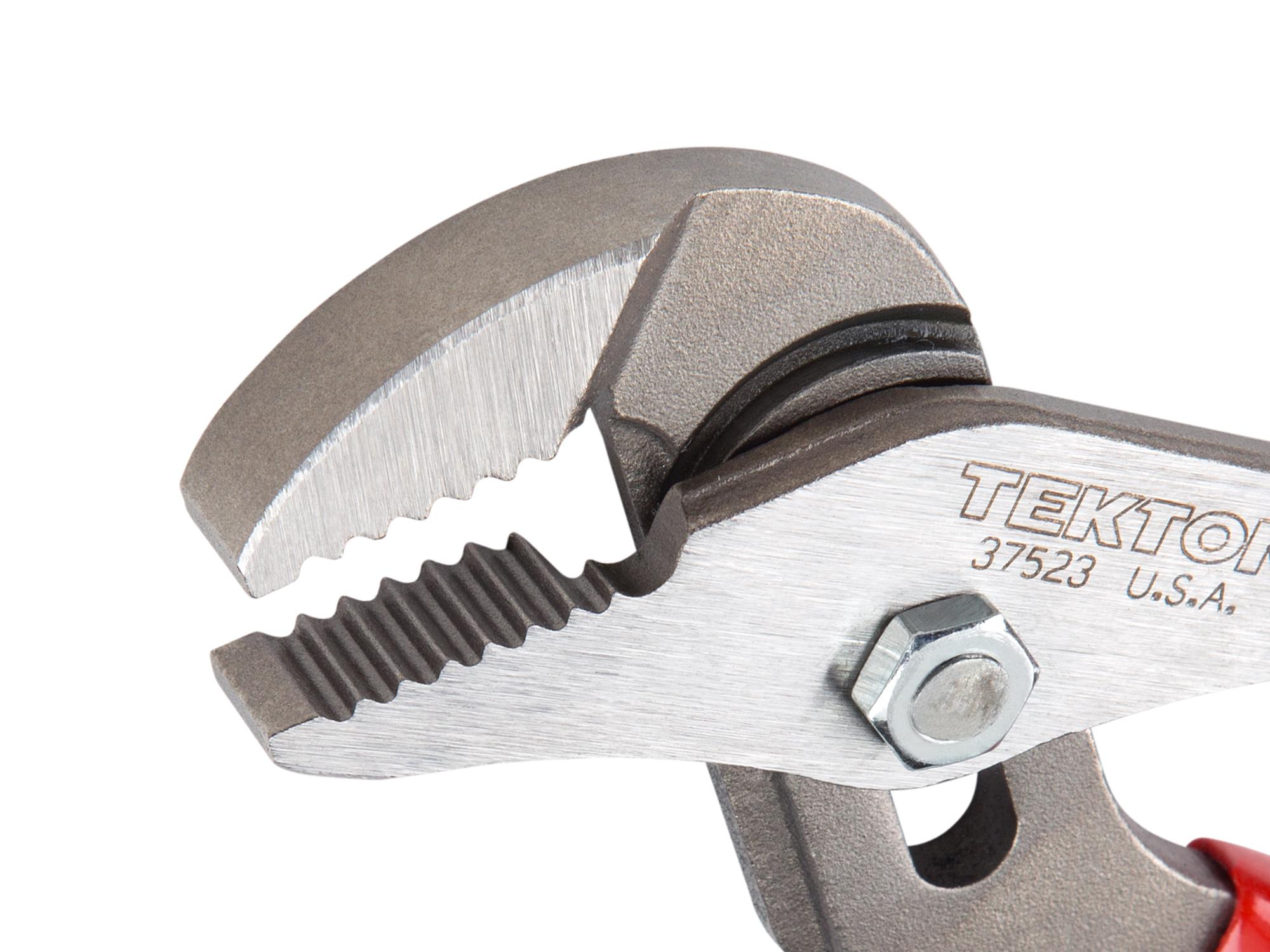 Closeup view of Tekton 7 inch gripping pliers. Item #37523