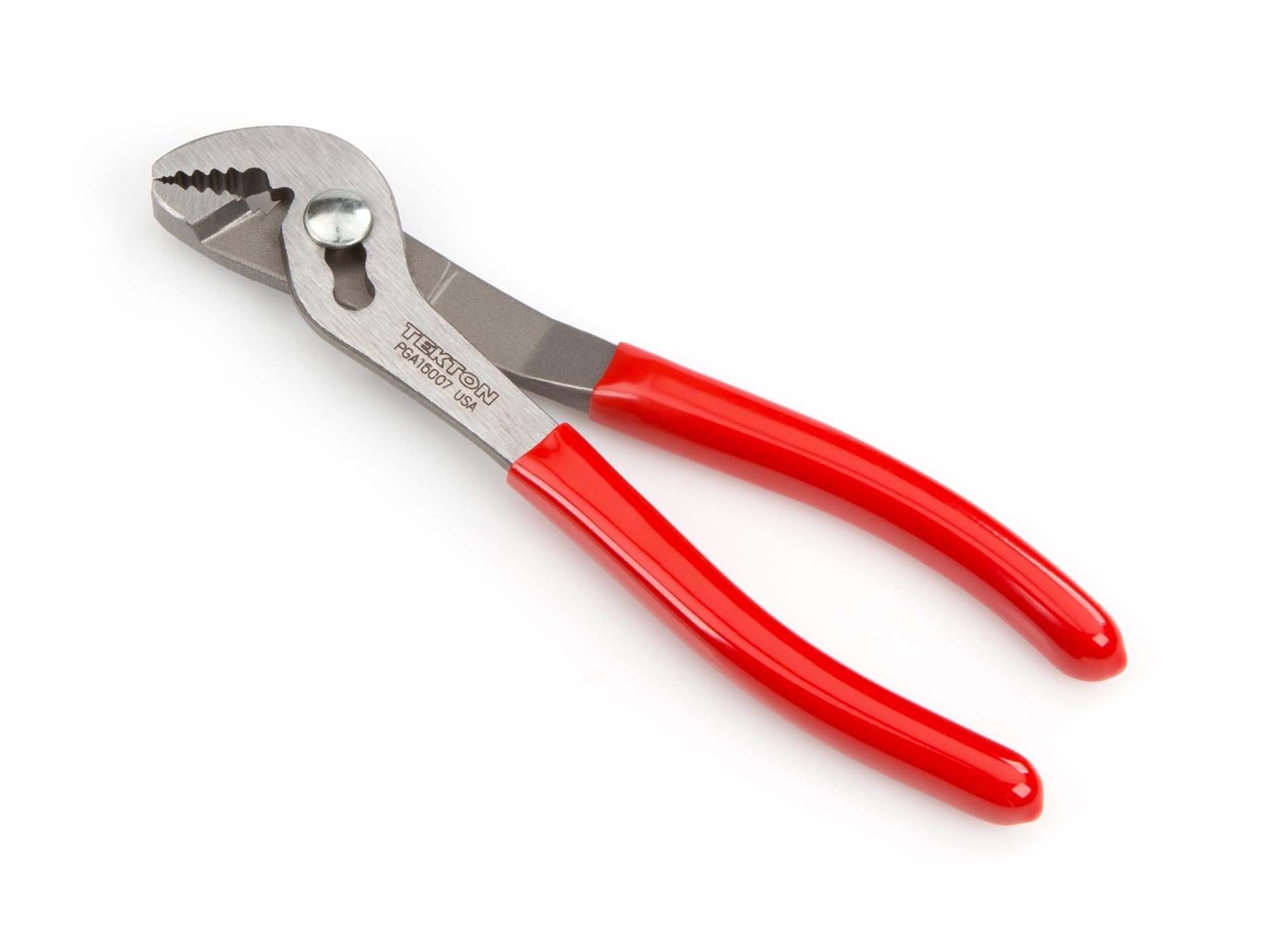 Back angle view of Tekton 7 inch gripping pliers. Item #PGA16007