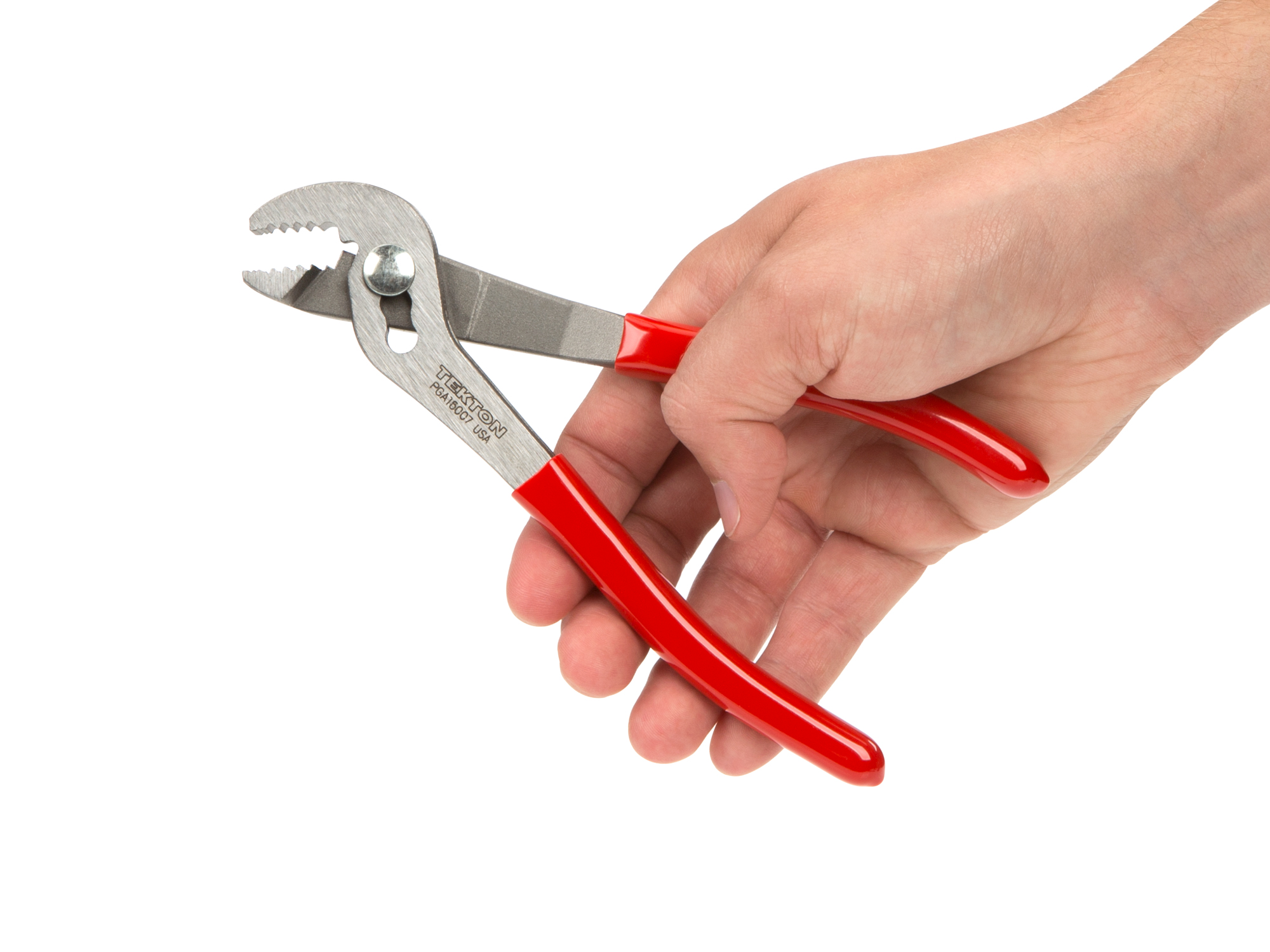 7 inch angle nose slip joint pliers. Sharp, angled teeth offer a sure bite. Adjusts to three positions. Wire shear cuts any solid wire. PGA16007.