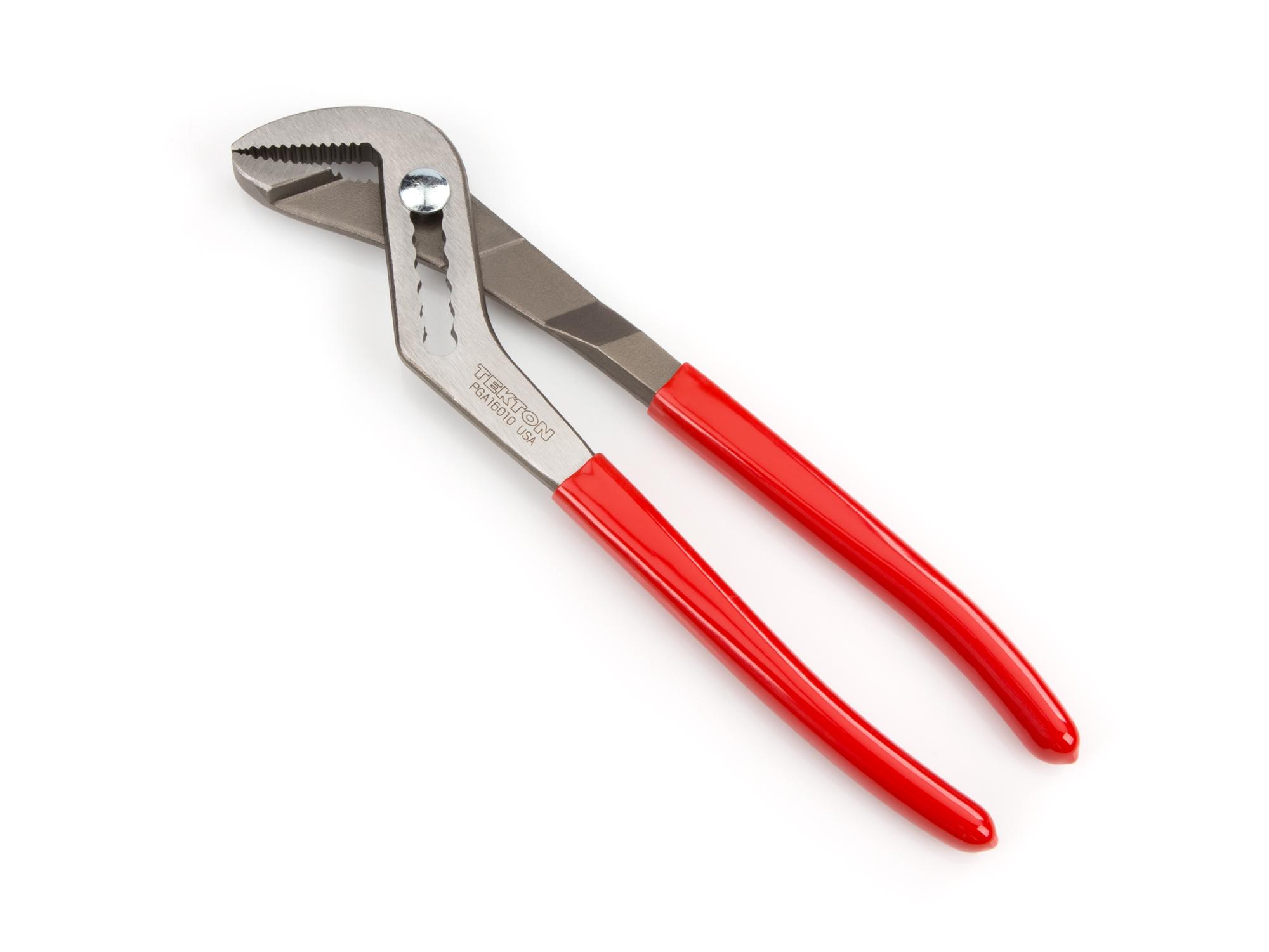 Back angle view of Tekton 10 inch gripping pliers. Item #PGA16010