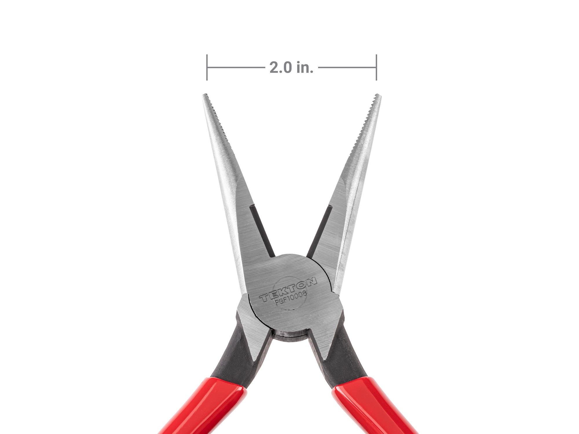 TEKTON 8 Inch Serrated Jaw Long Nose Pliers