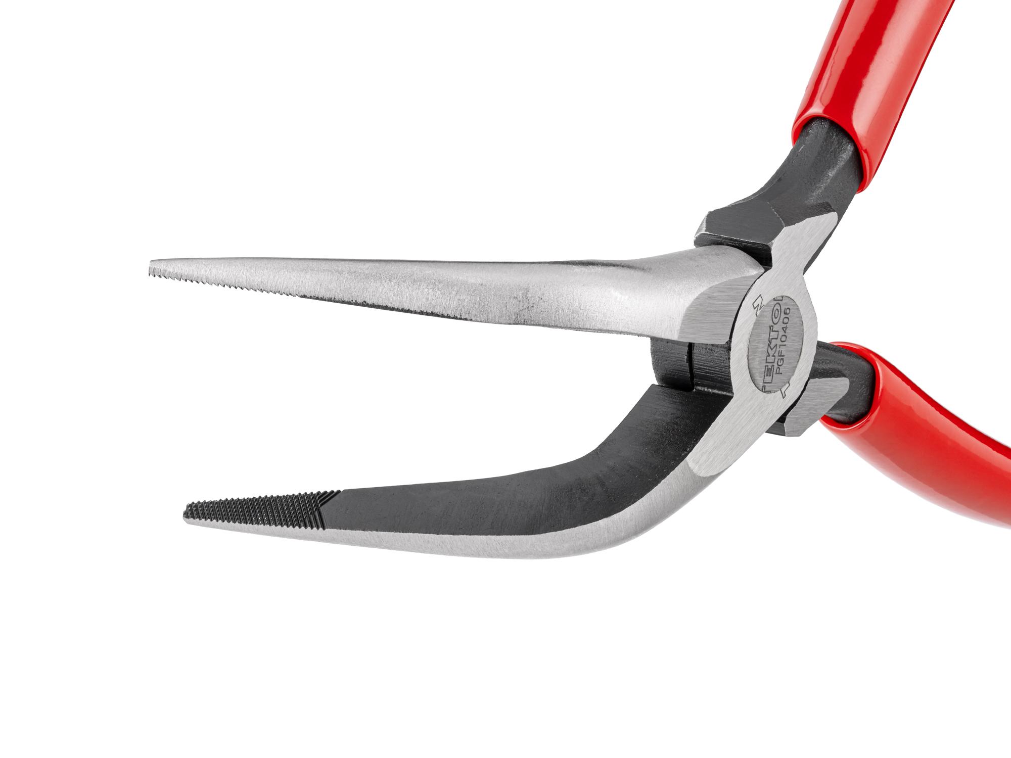 TEKTON 6 Inch 70-Degree Bent Serrated Jaw Long Nose Pliers