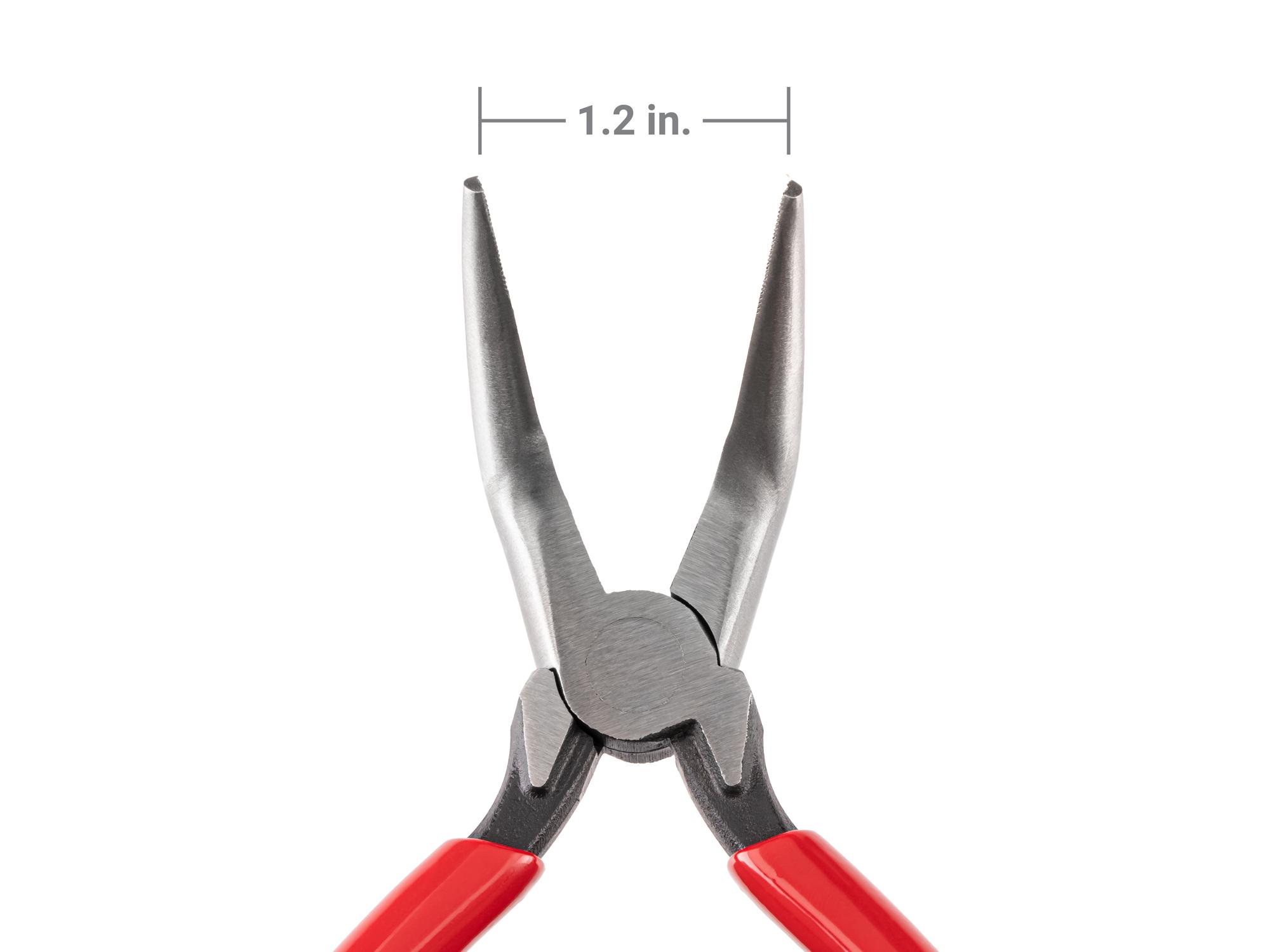 TEKTON 6 Inch 70-Degree Bent Serrated Jaw Long Nose Pliers