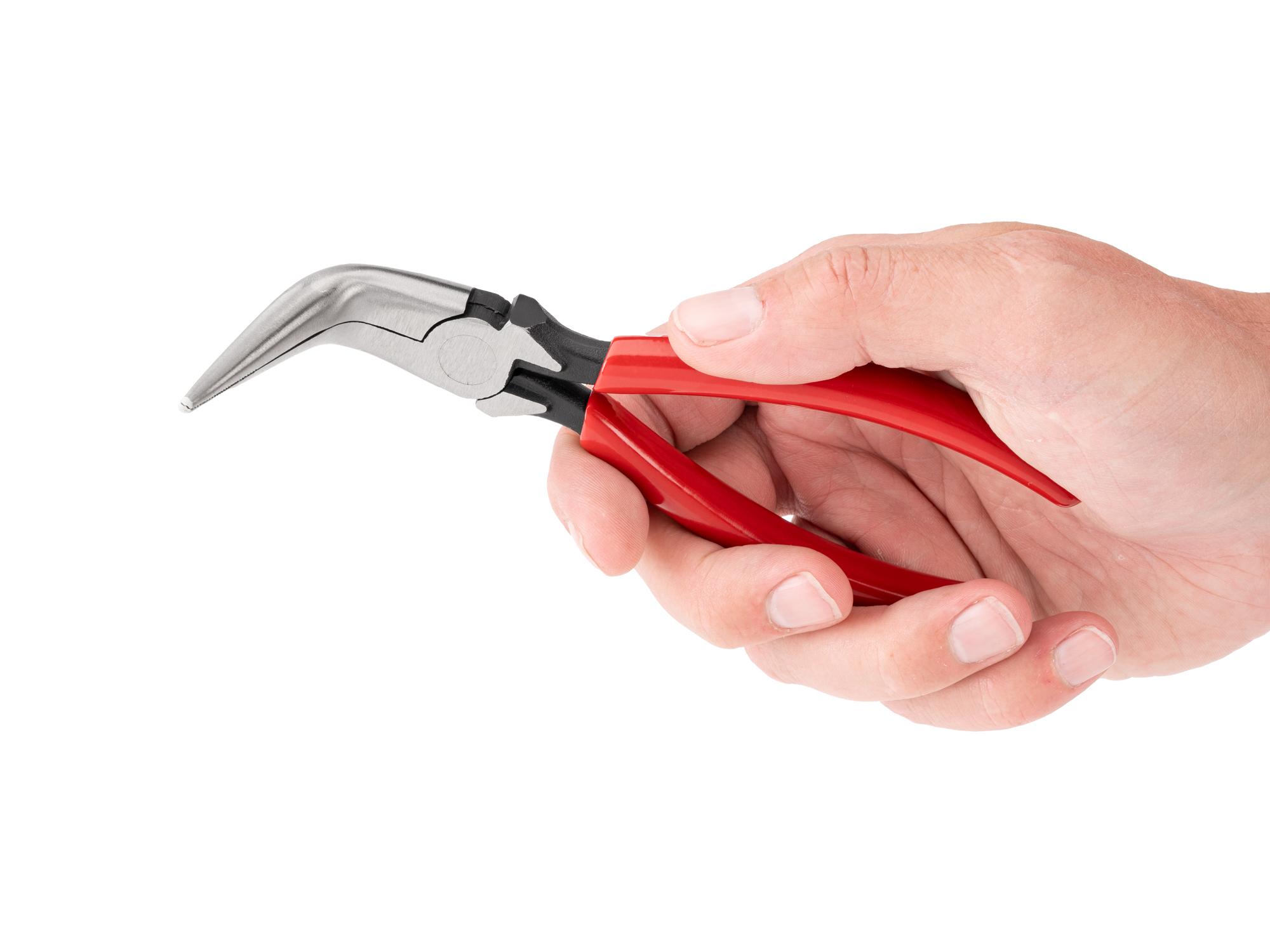 TEKTON 6 Inch 70-Degree Bent Serrated Jaw Long Nose Pliers
