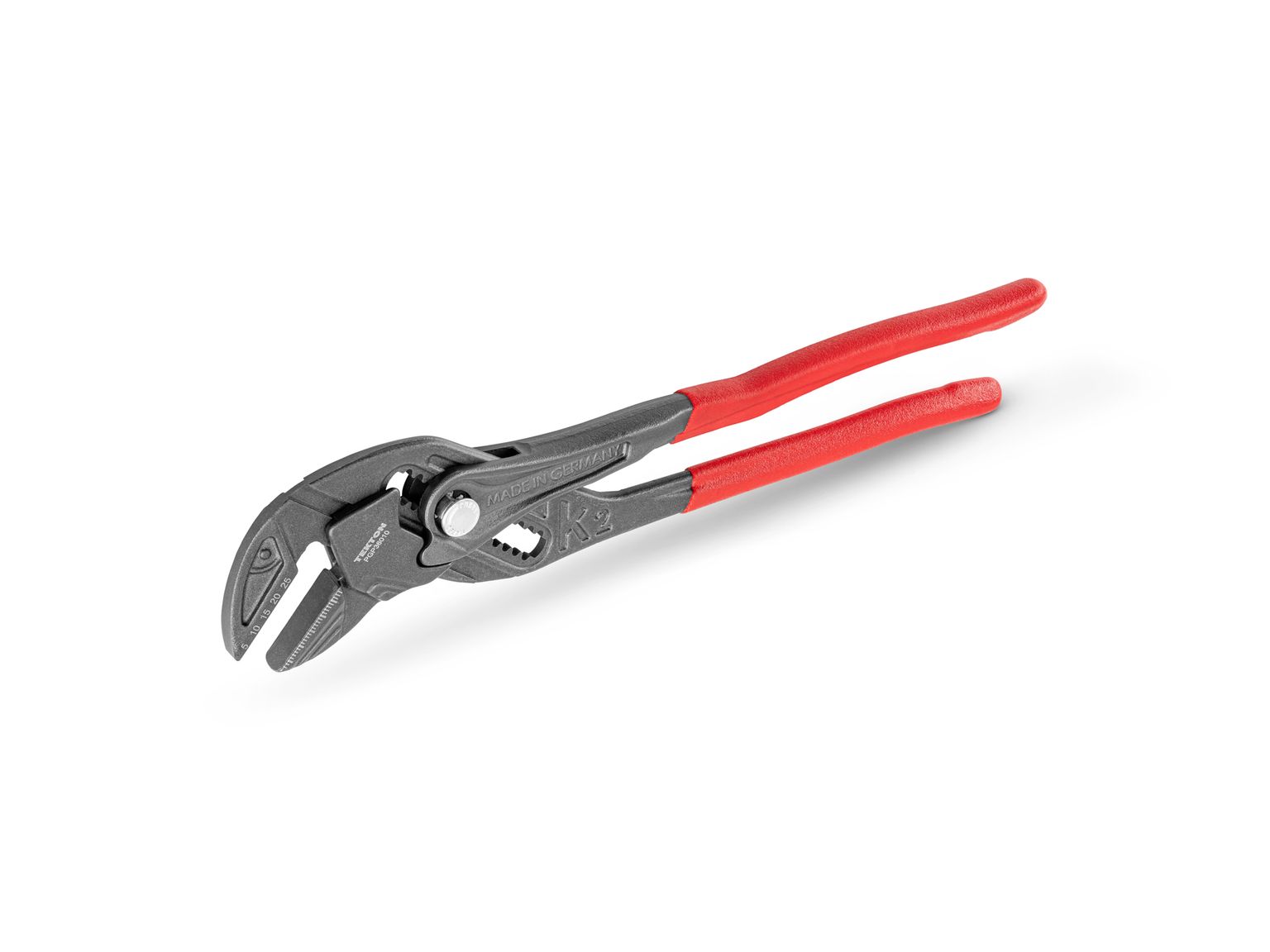 Front-right angle view of Tekton 10 inch gripping pliers set. Item #PGP36010