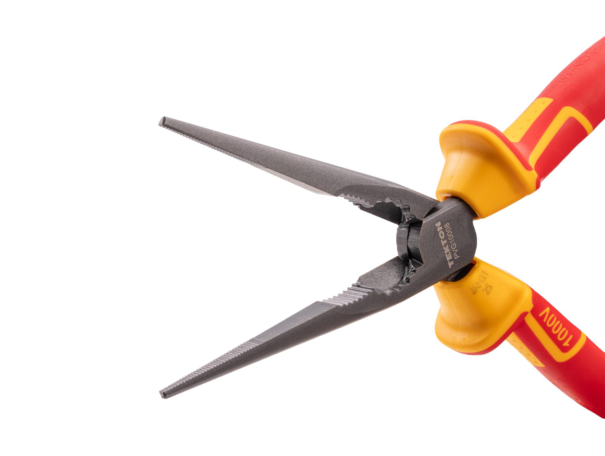 Closeup view of Tekton 8 inch gripping pliers. Item #PVG10008