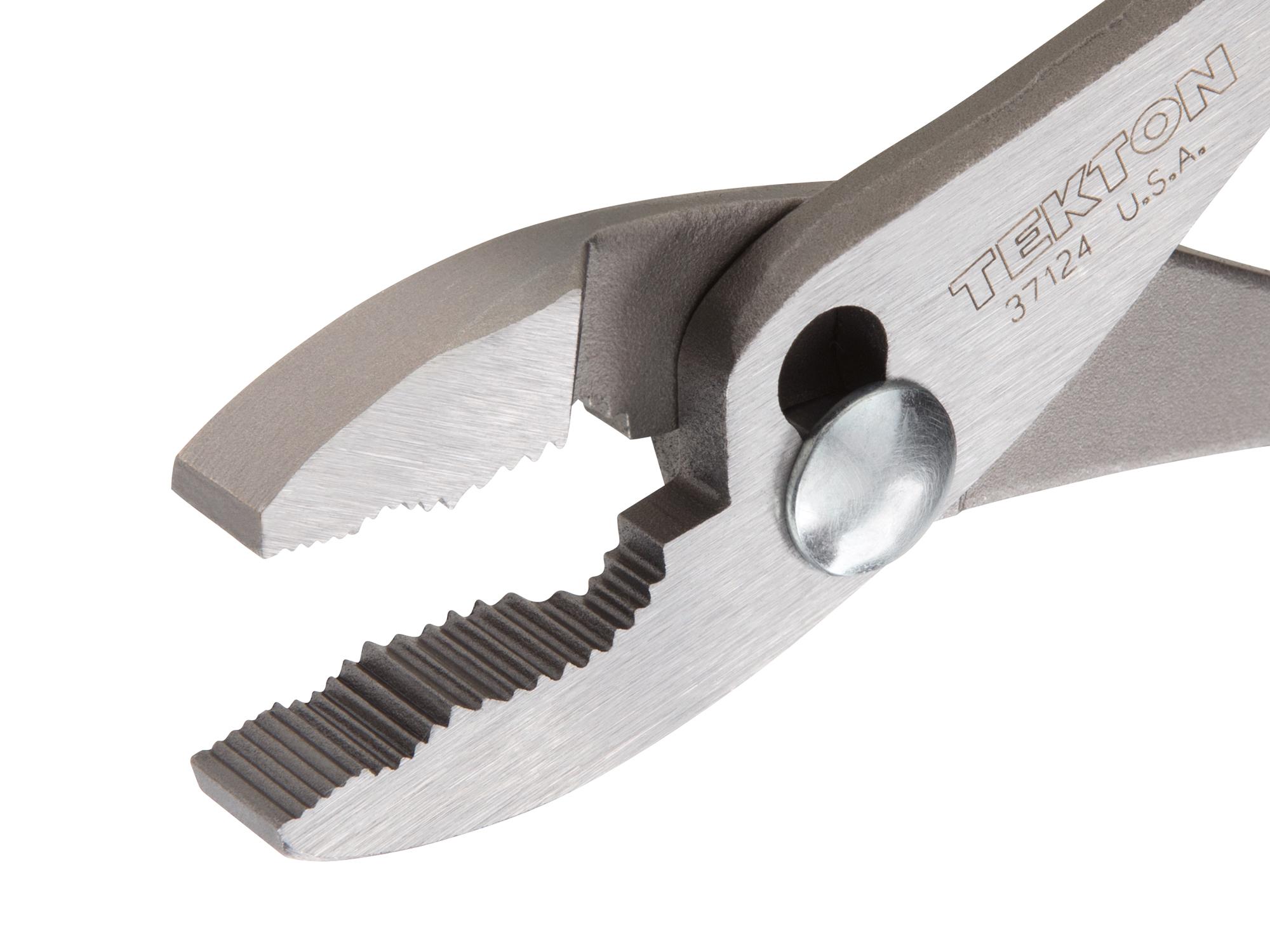Closeup view of Tekton 10 inch,6 1/2 inch,8 inch gripping pliers set. Item #PGA10103