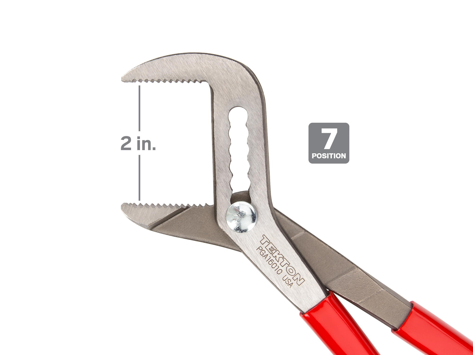 10 inch angle nose slip joint pliers. Sharp, angled teeth offer a sure bite like a pipe wrench. Adjusts to seven positions. PGA16010.