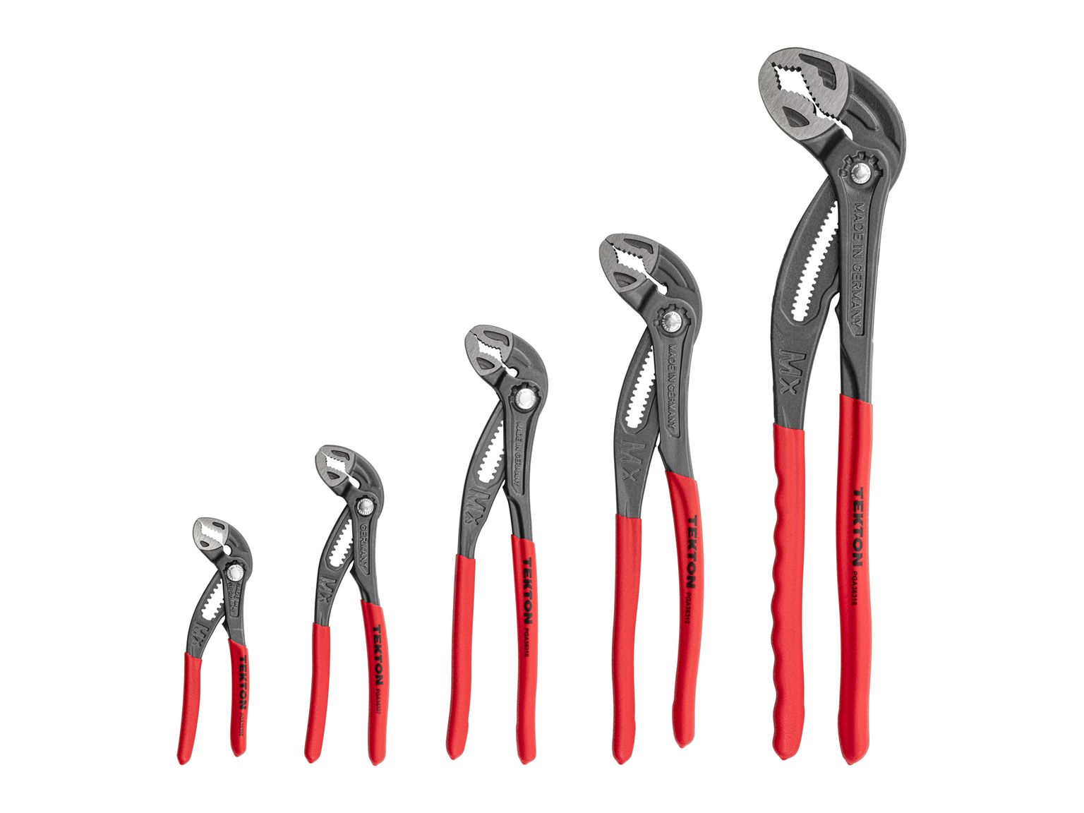 Front view of  Tekton tools only gripping pliers set. Item #PGA93002