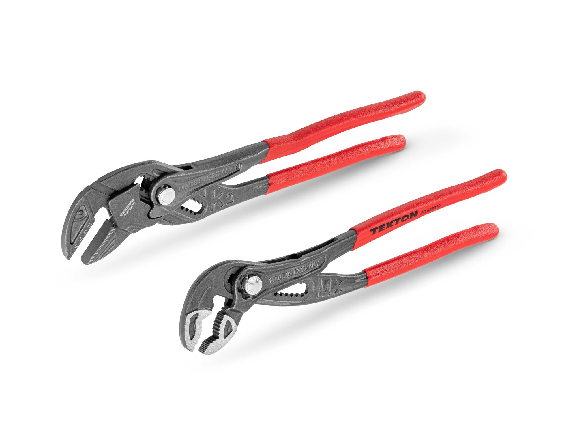 Front-right angle view of Tekton standard gripping pliers set. Item #PLR90001
