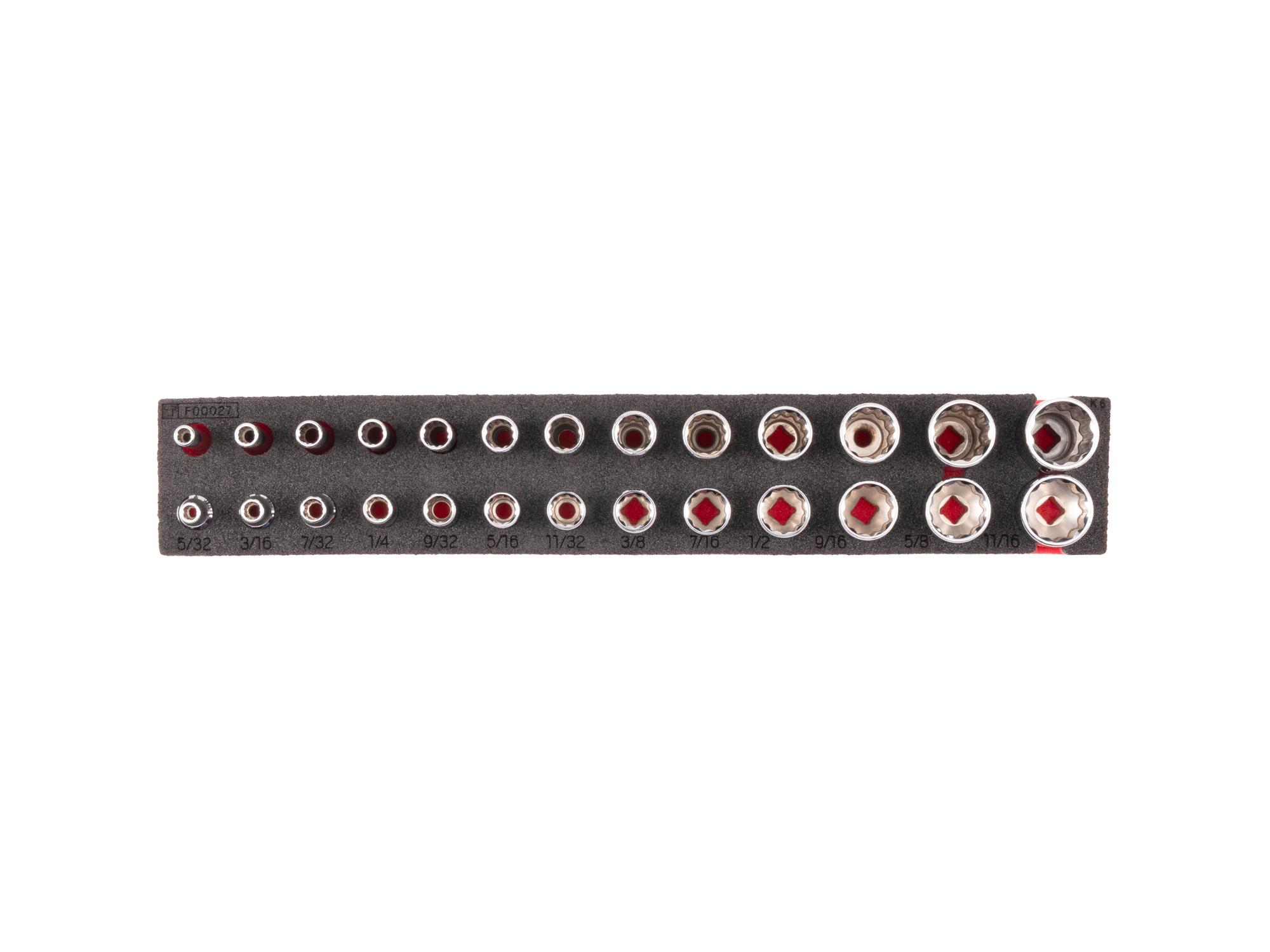Socket Set with 12 x 2 Inch Foam Organizer (26-Piece)