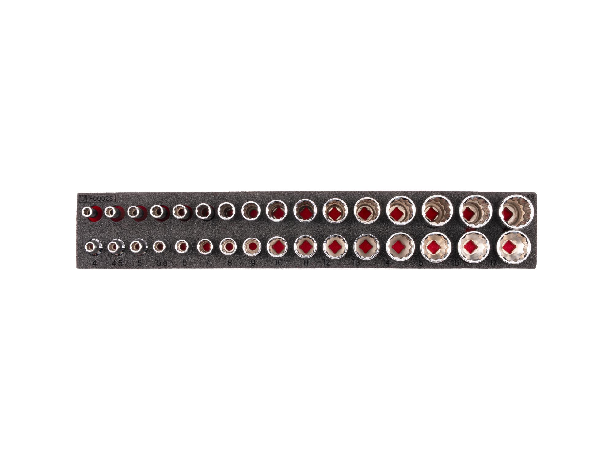 Socket Set with 12 x 2 Inch Foam Organizer (32-Piece)