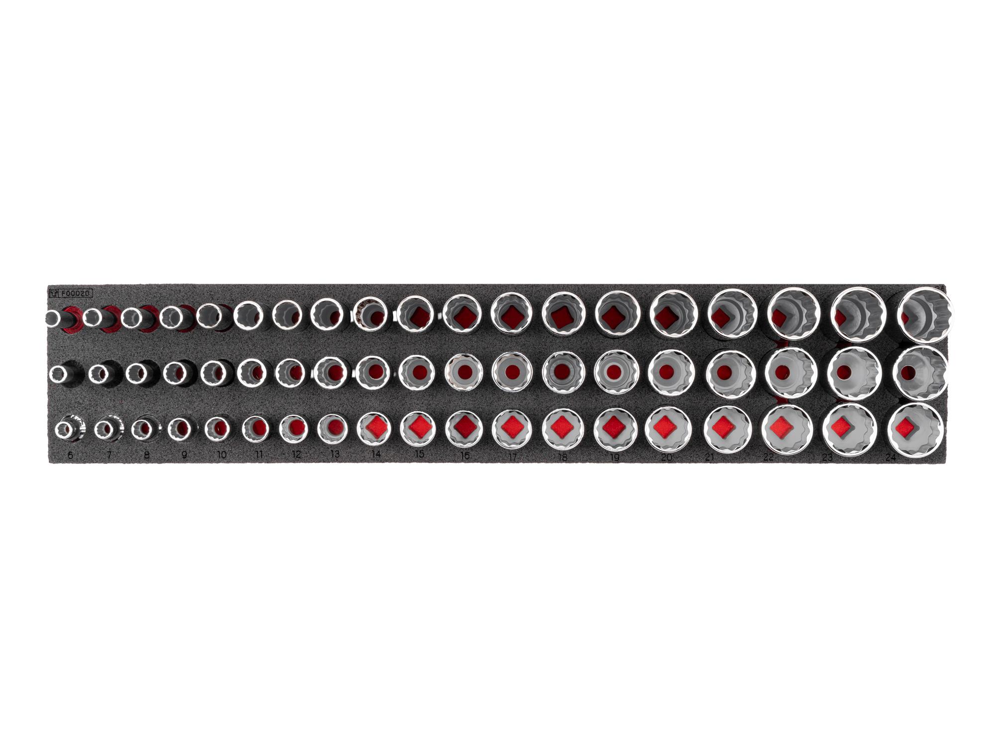 Socket Set with 20 x 4 Inch Foam Organizer (57-Piece)