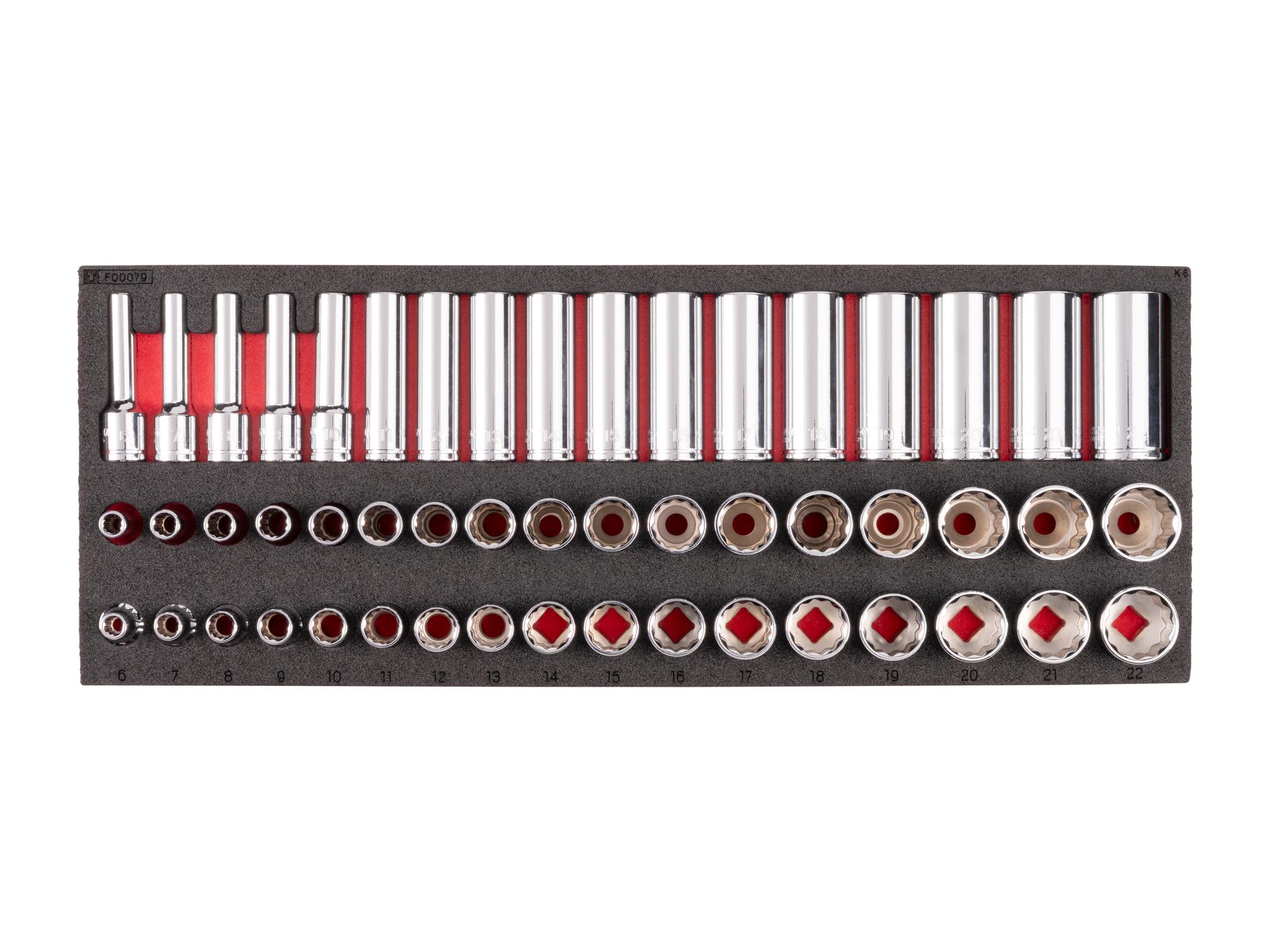 Socket Set with 16 x 6 Inch Foam Organizer (51-Piece)