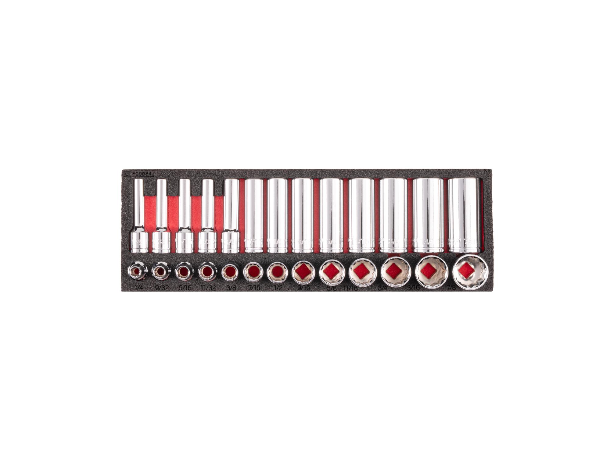 Socket Set with 12 x 4 Inch Foam Organizer (26-Piece)