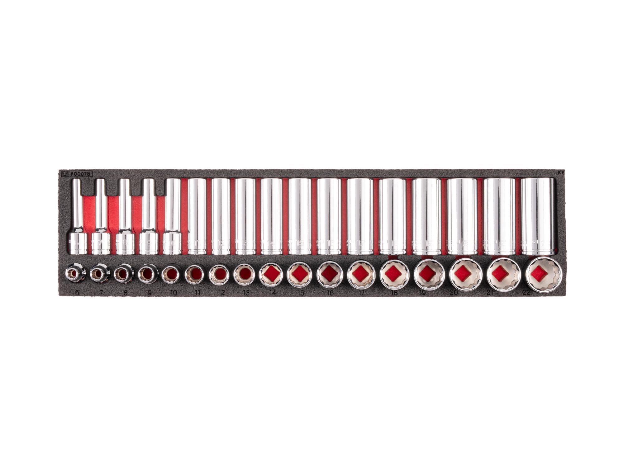 Socket Set with 16 x 4 Inch Foam Organizer (34-Piece)