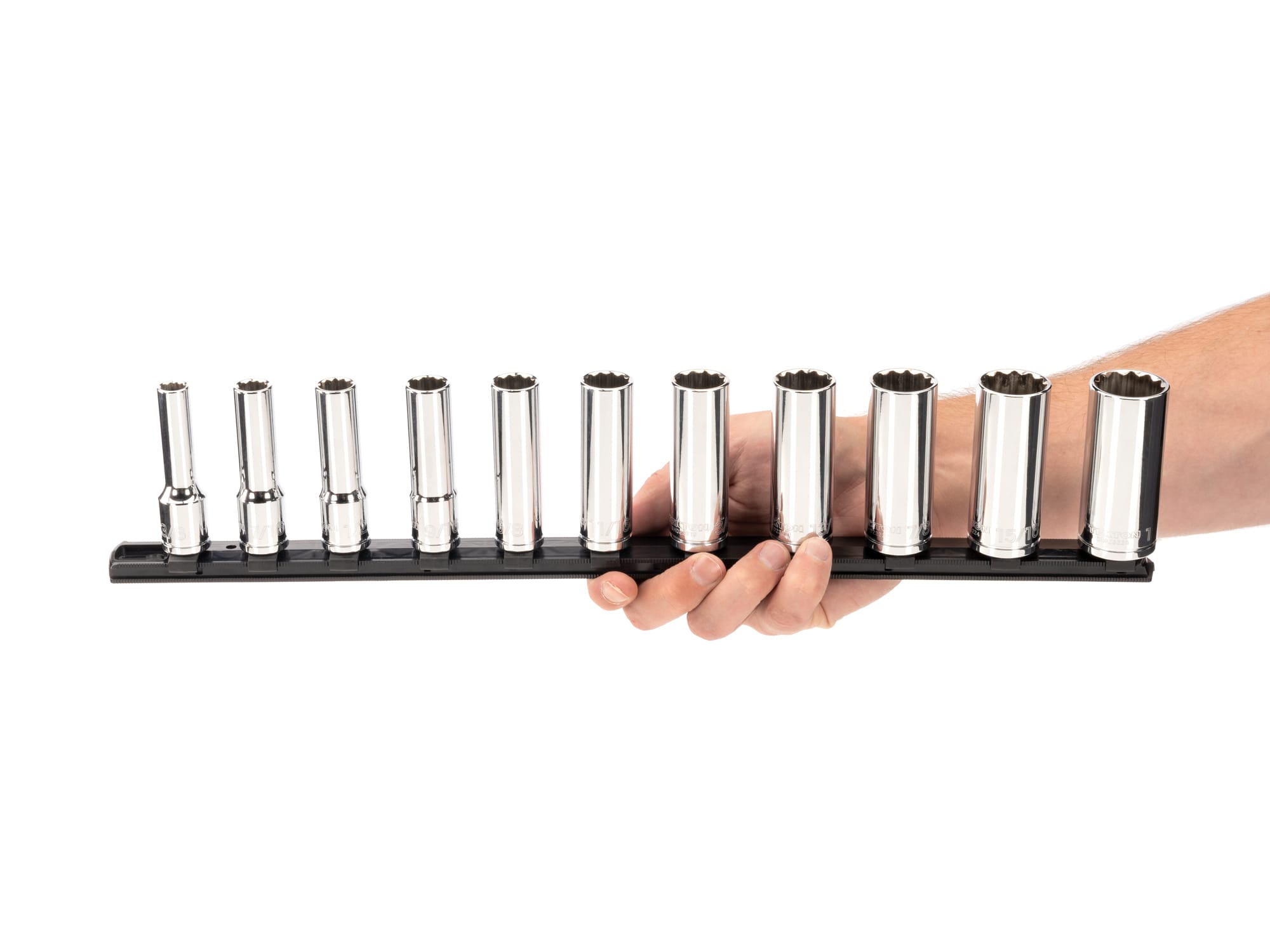 1/2 Inch Drive Deep 12-Point Socket Set (3/8 - 1 in.) | TEKTON