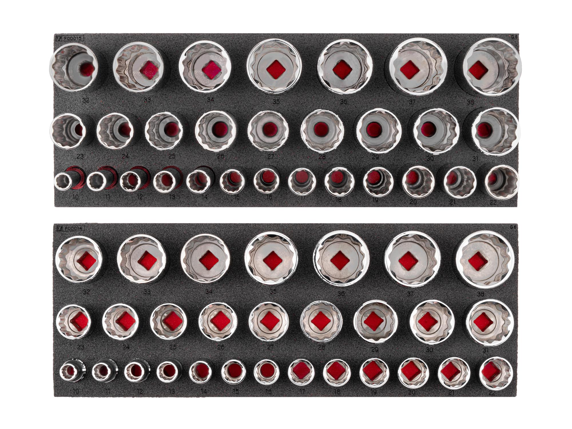 Socket Set with 16 x 6 Inch Foam Organizers (58-Piece)