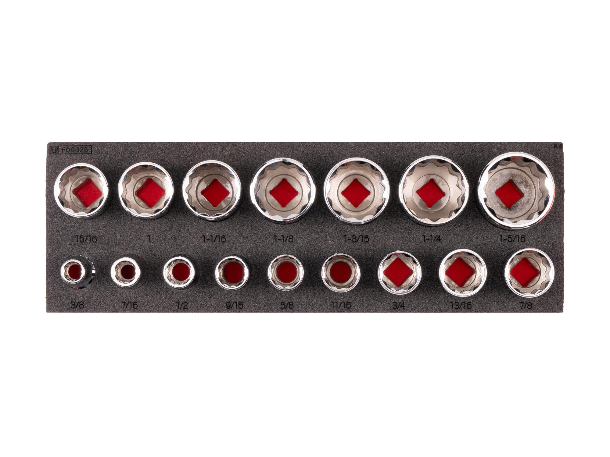 Socket Set with 12 x 4 Inch Foam Organizer (16-Piece)