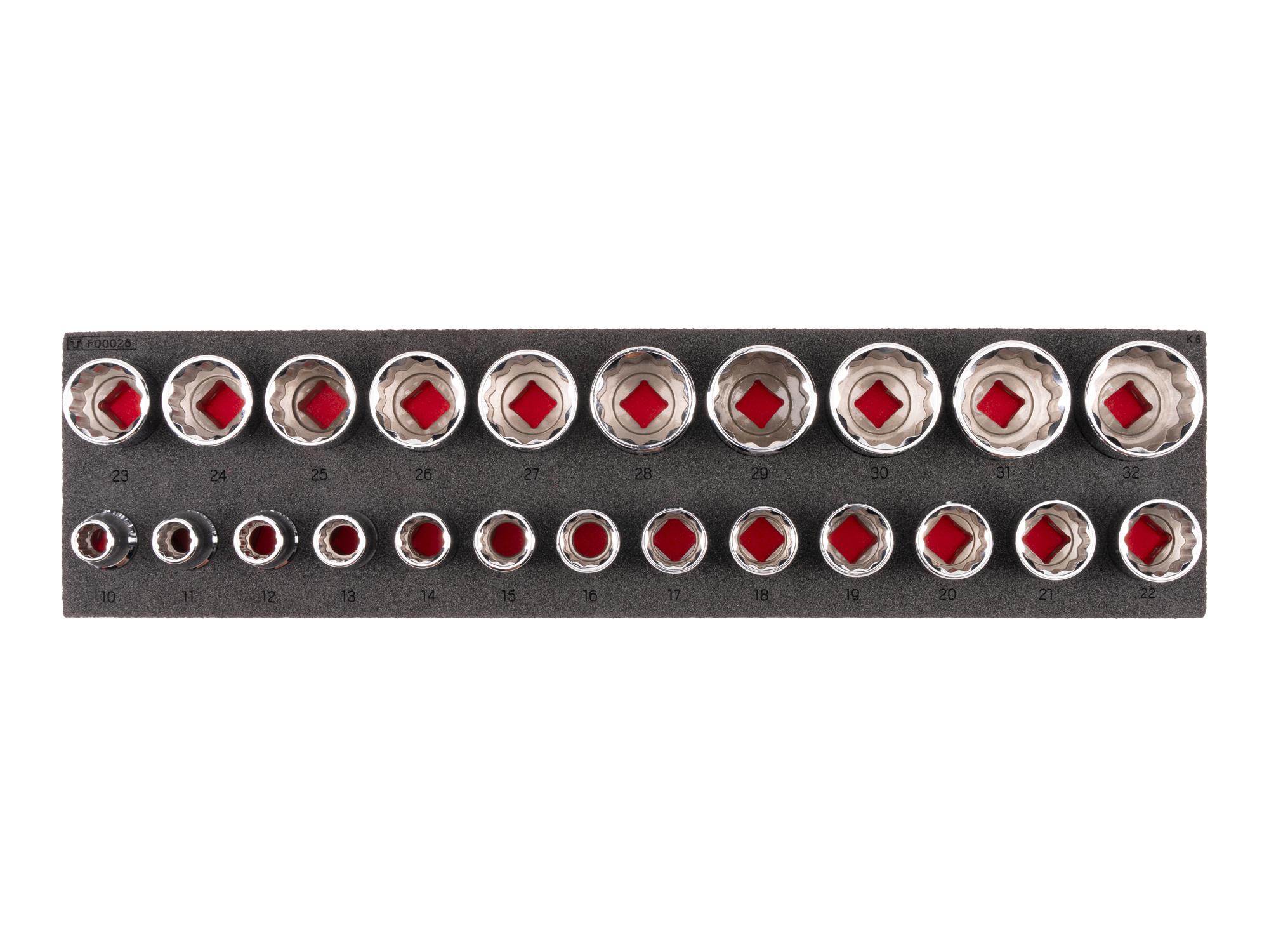 Socket Set with 16 x 4 Inch Foam Organizer (23-Piece)