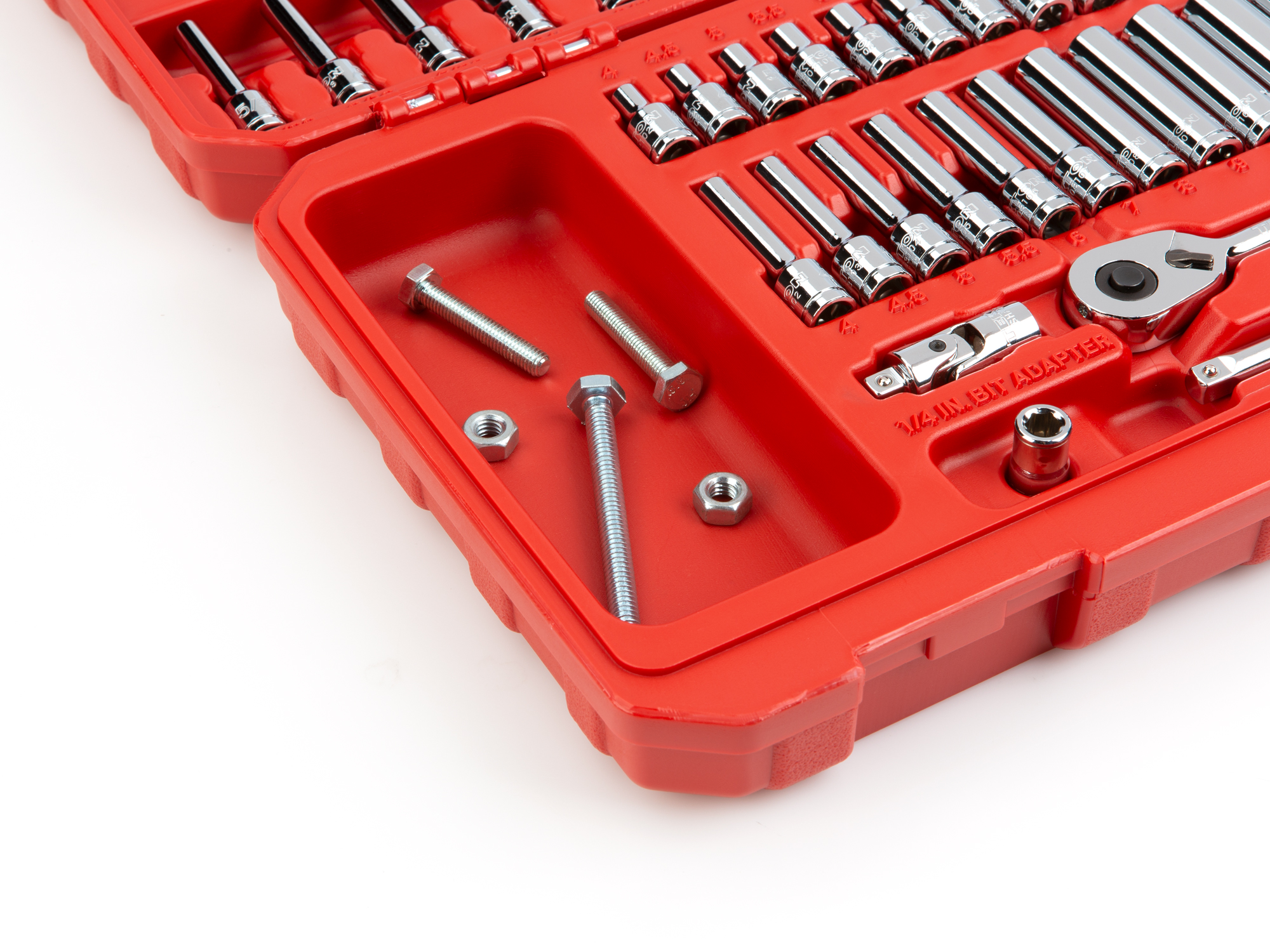 TEKTON 1/4 Inch Drive 12-Point Socket and Ratchet Set, 55-Piece (5/32-9/16 in., 4-14 mm)