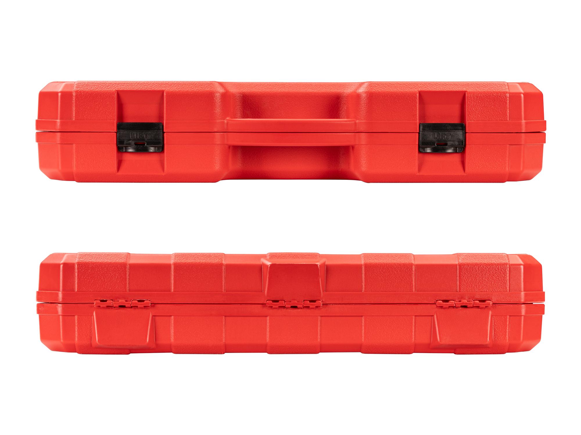 Side view of Tekton case hand drive 12-point socket set. Item #SKT25316