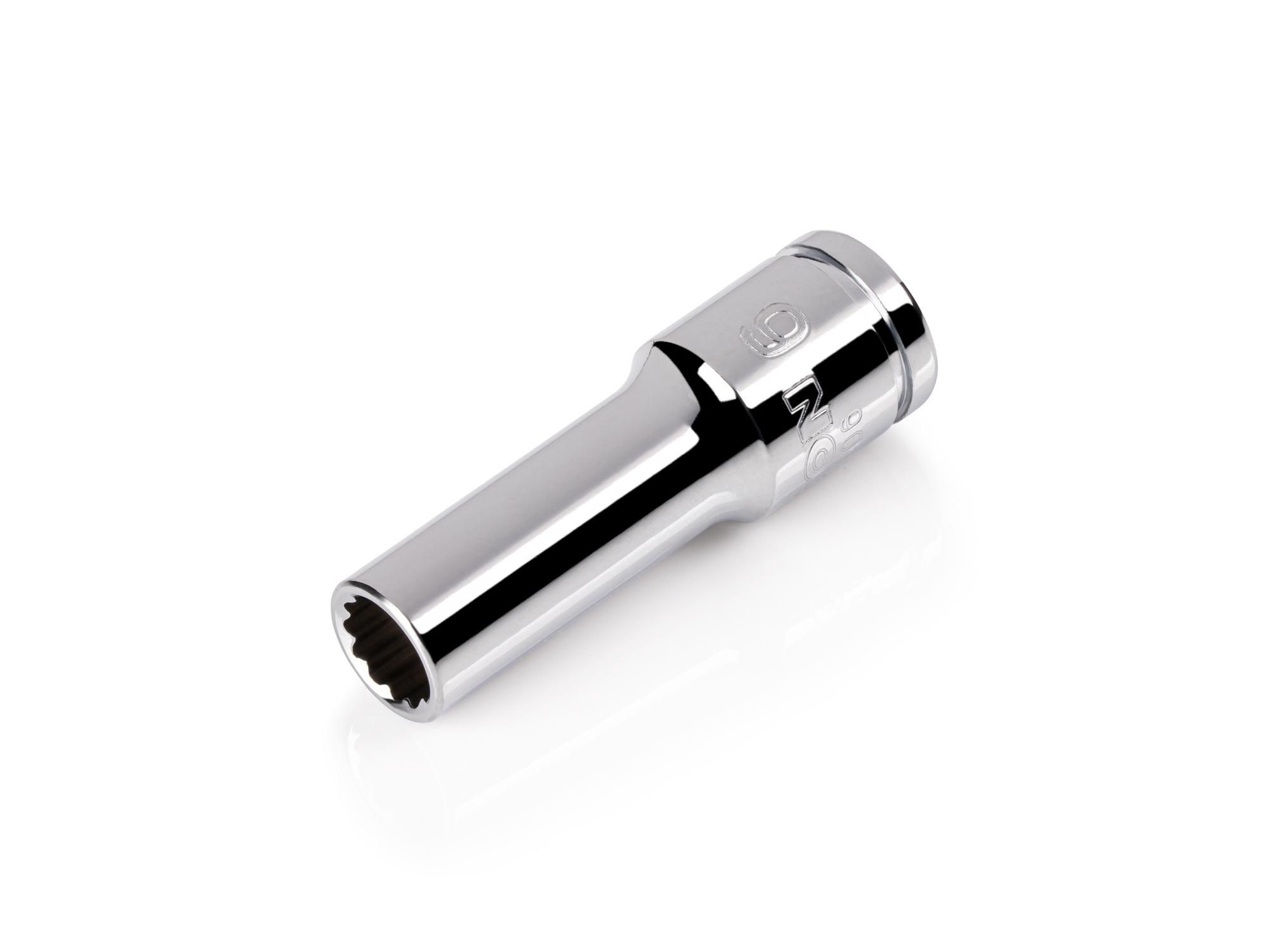 Front-right angle view of Tekton hand drive 12-point socket. Item #SHD04306