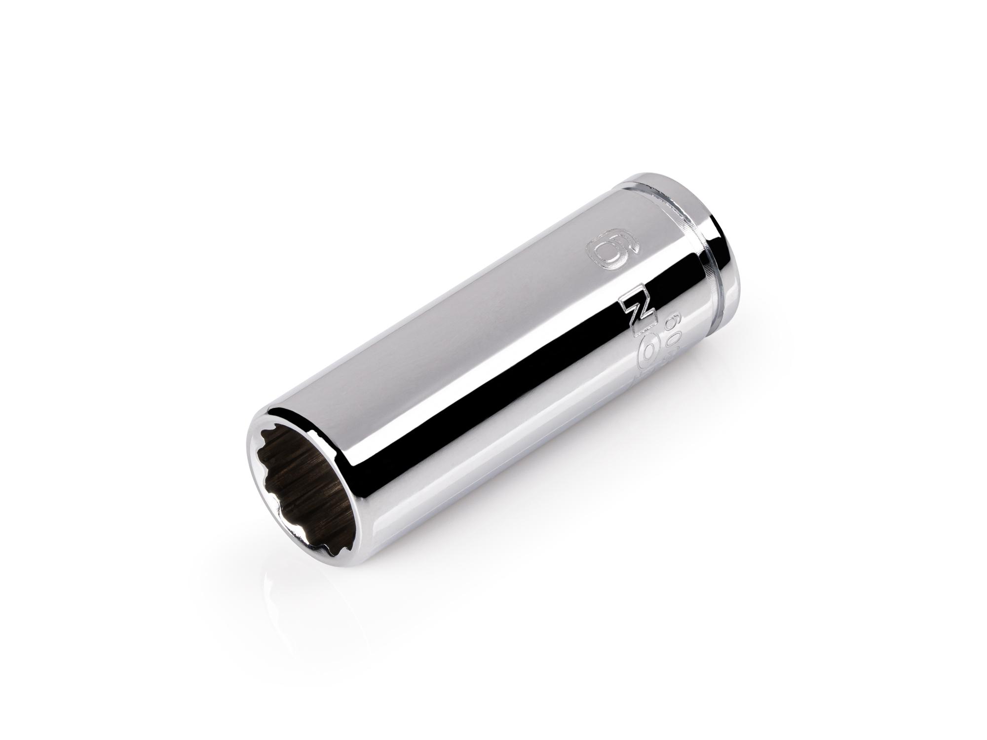Front-right angle view of Tekton hand drive 12-point socket. Item #SHD04309