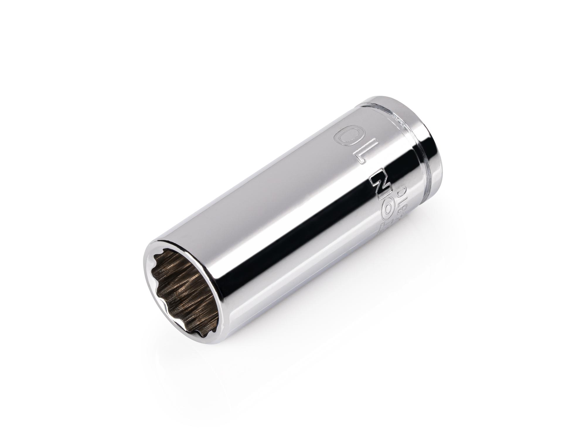 Front-right angle view of Tekton hand drive 12-point socket. Item #SHD04310