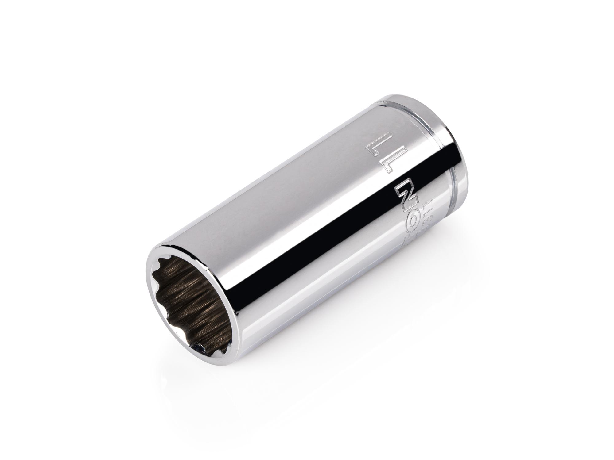 Front-right angle view of Tekton hand drive 12-point socket. Item #SHD04311