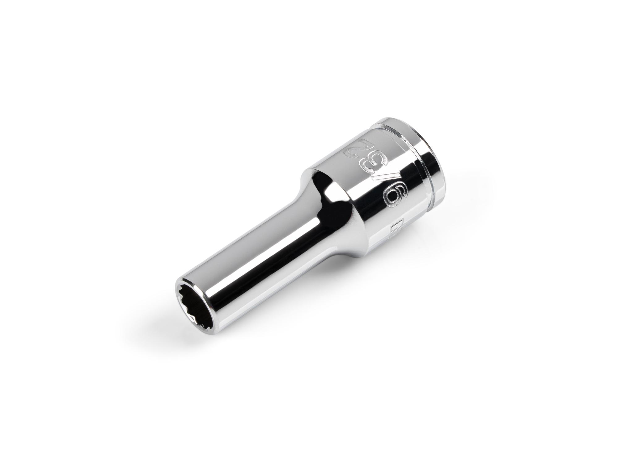 Front-right angle view of Tekton hand drive 12-point socket. Item #SHD14207